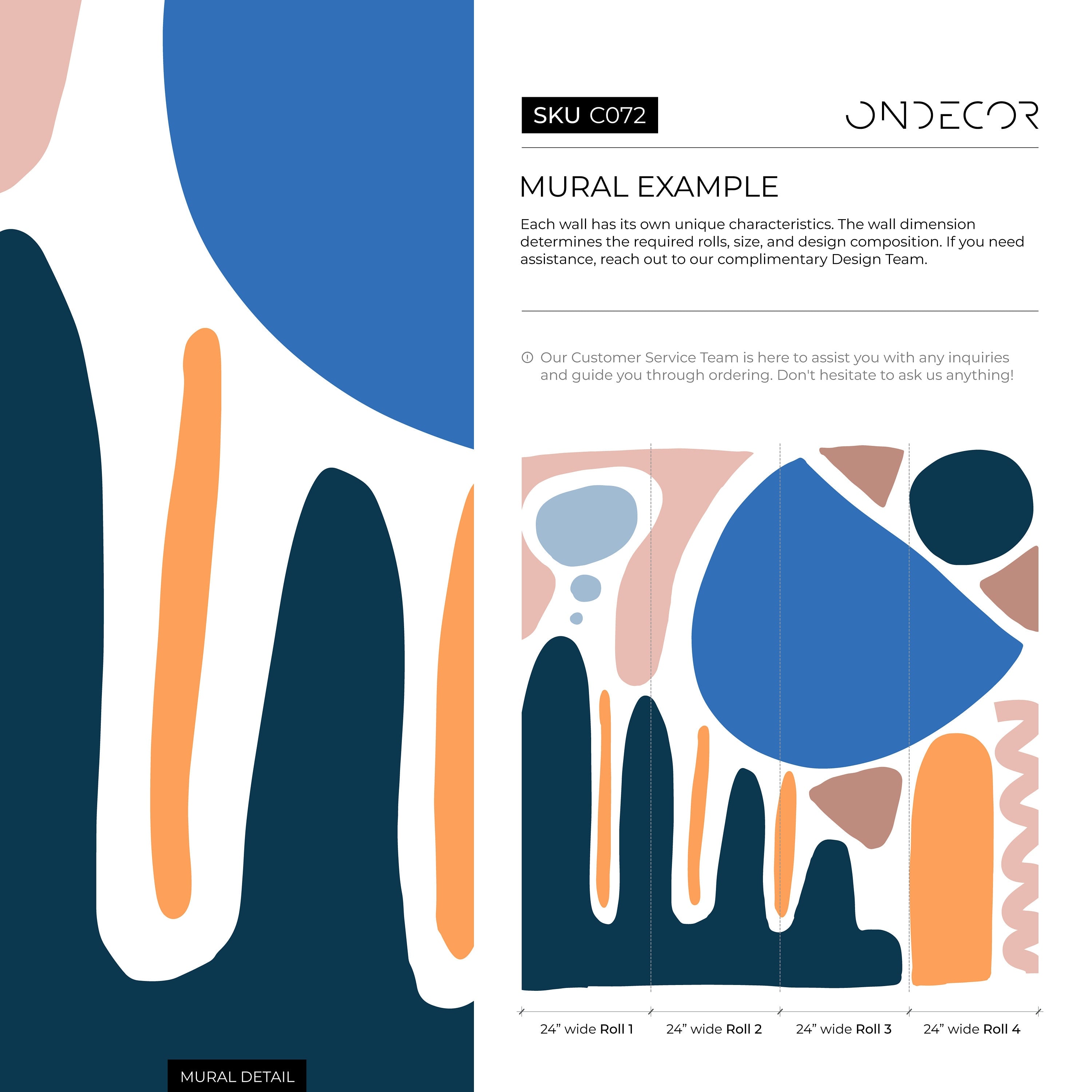 Abstract Wallpaper With Large Organic Shapes In Blue, Orange, And Pink - C072