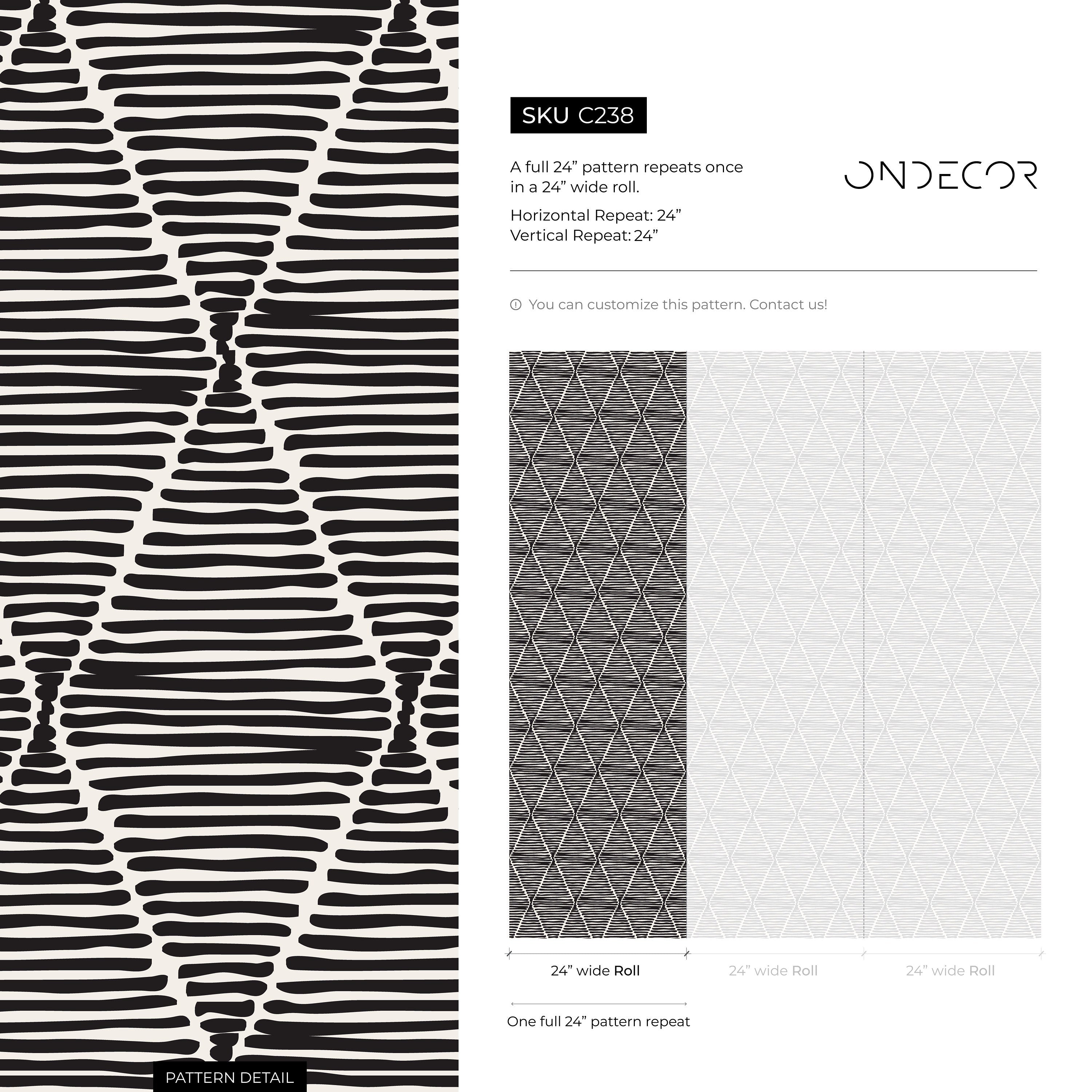 Geometric Wallpaper With Sketched Diamond Shapes In Black And White - C238