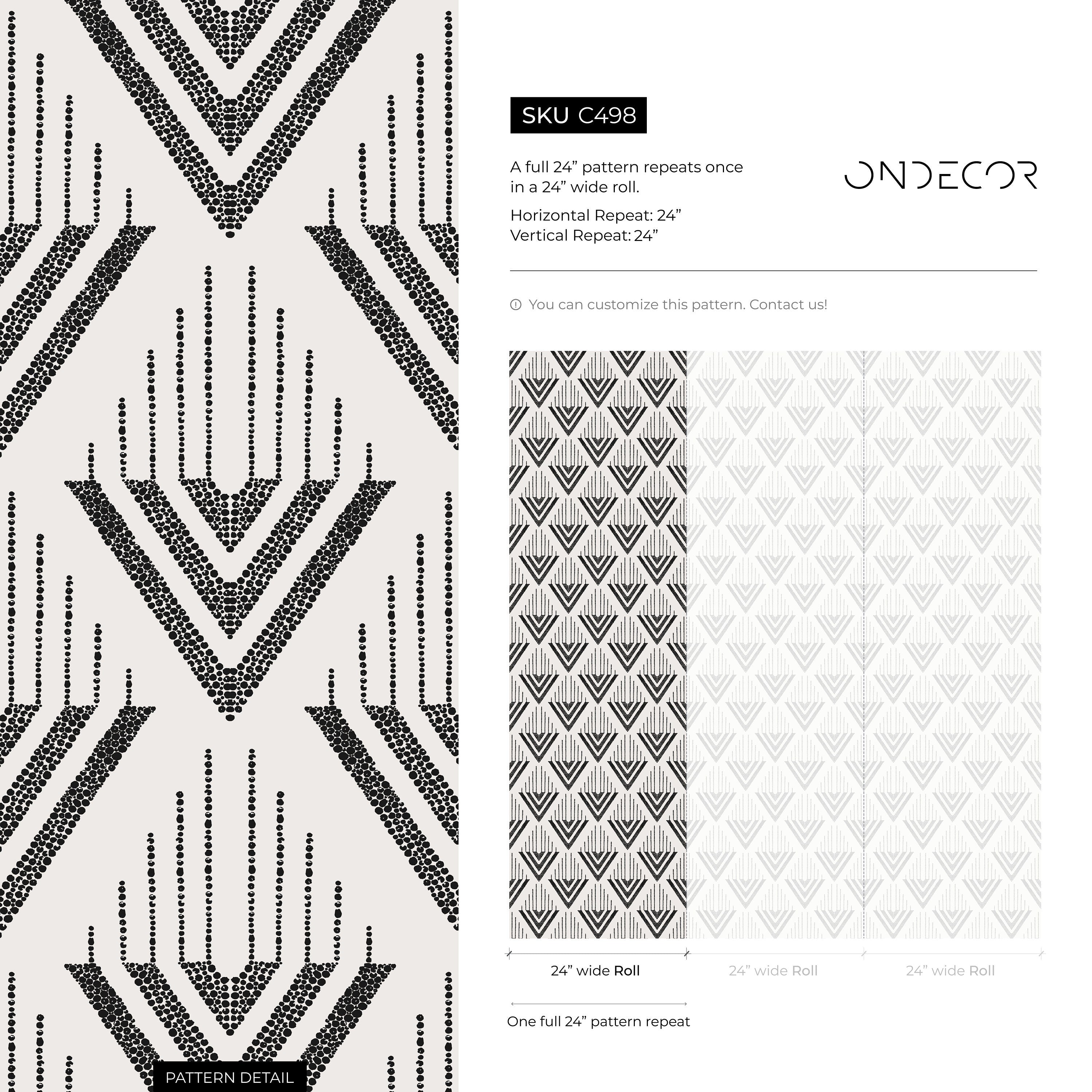 Geometric Wallpaper With A Textured Chevron Motif In Black - C498