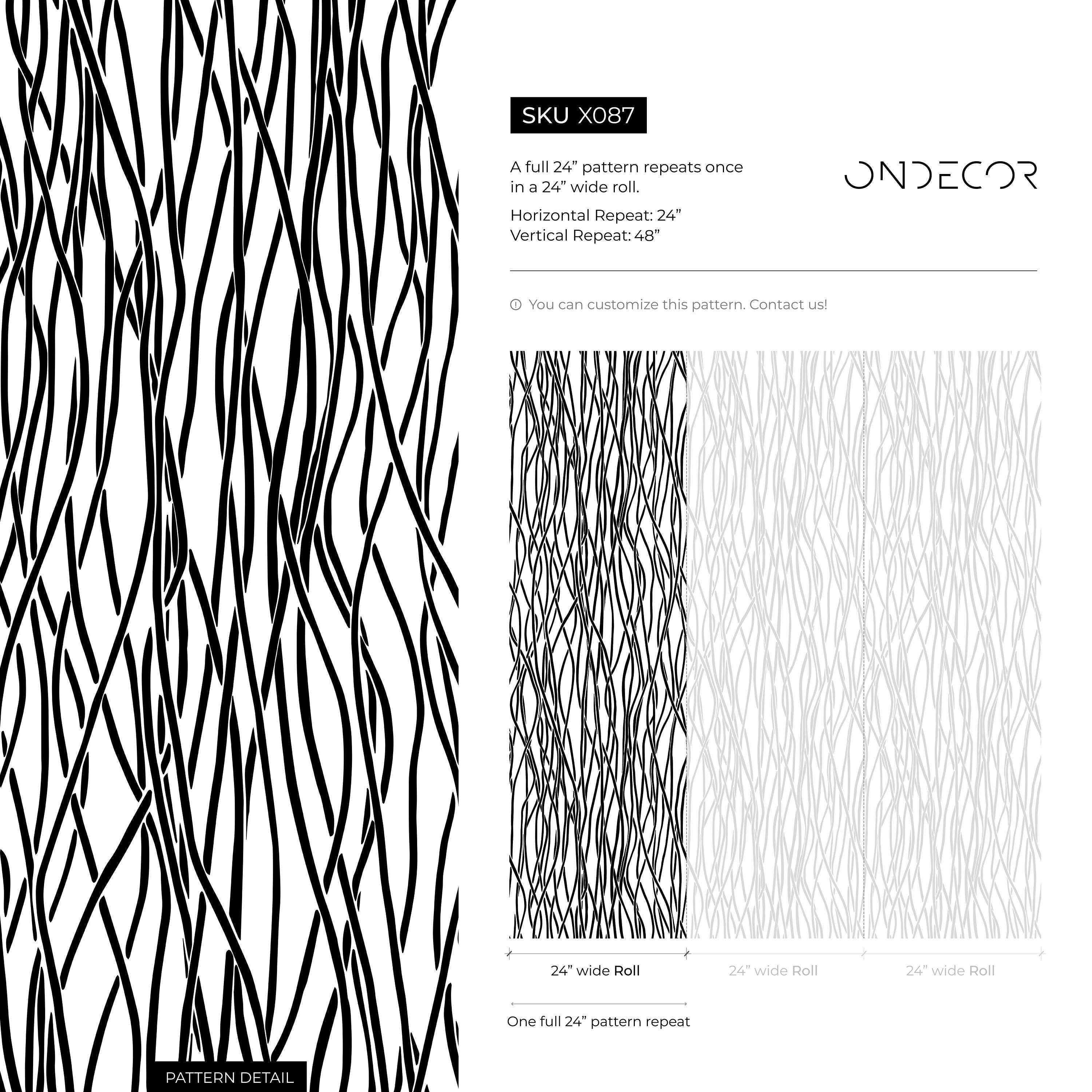 Abstract Wallpaper With Wavy Vertical Lines In Black And White - X087