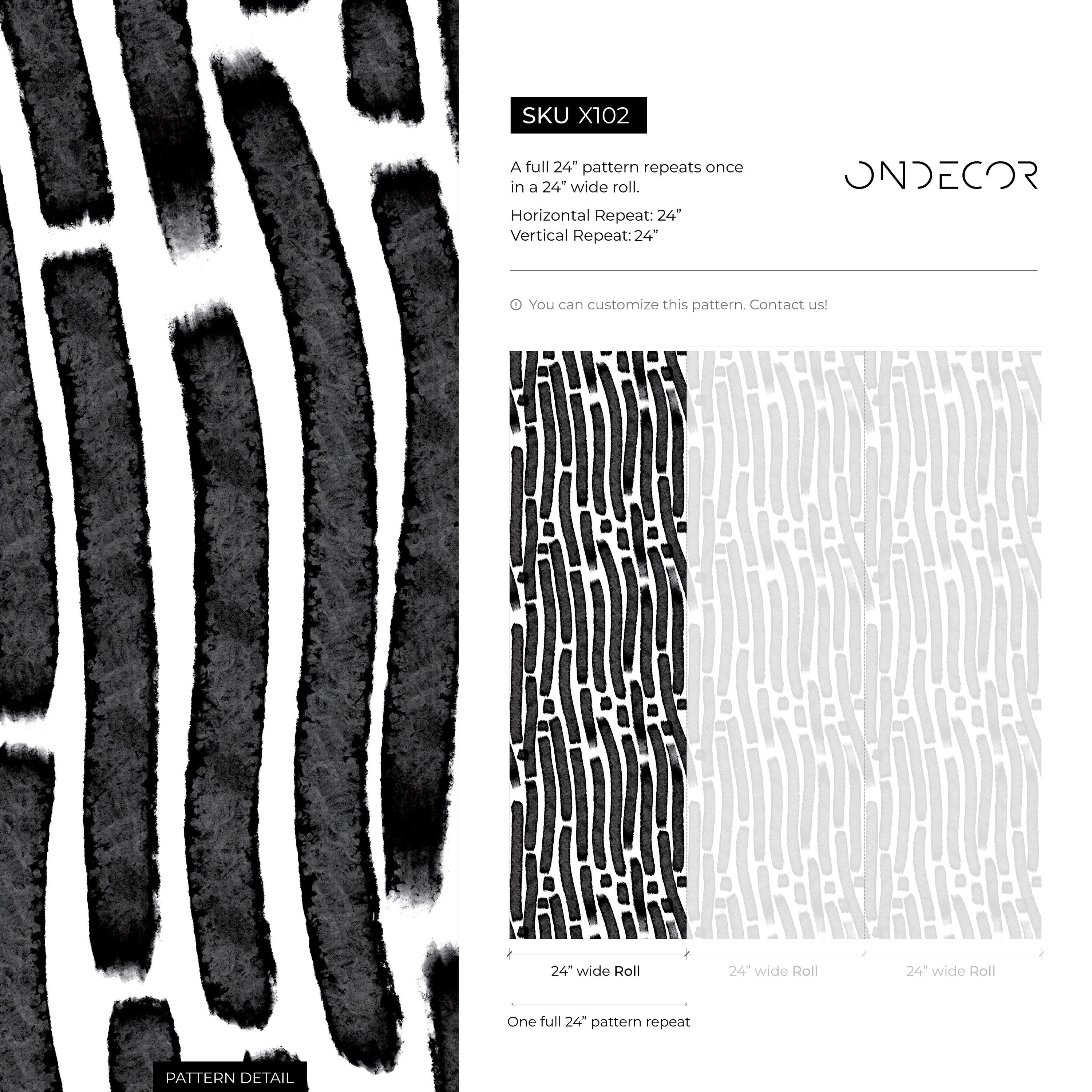 Abstract Wallpaper With Vertical Brushstrokes In Black And White - X102