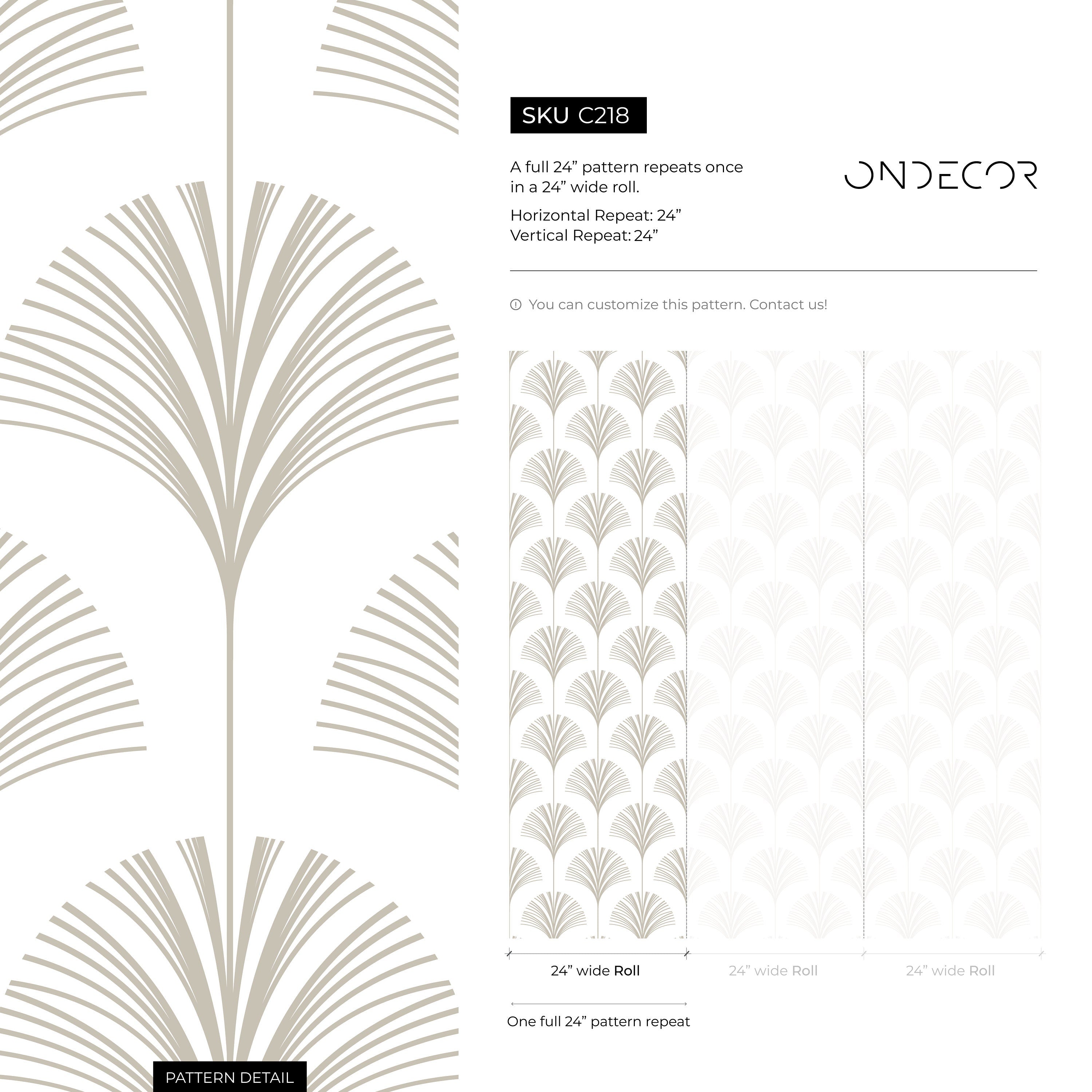 Art Deco Wallpaper With An Elegant Fan Motif In Gray - C218