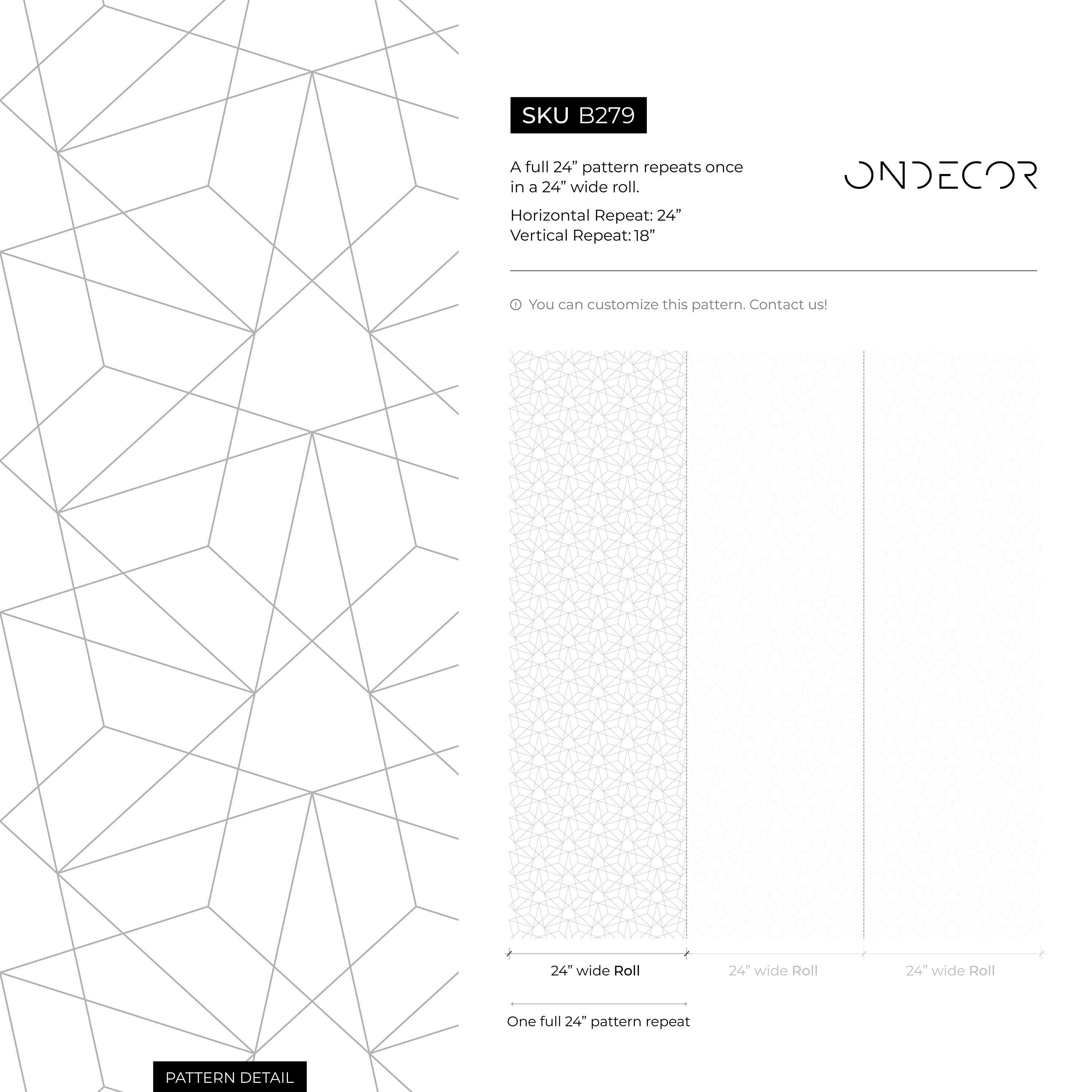 Geometric Wallpaper With A Minimalist Linear Motif In Grey - B279
