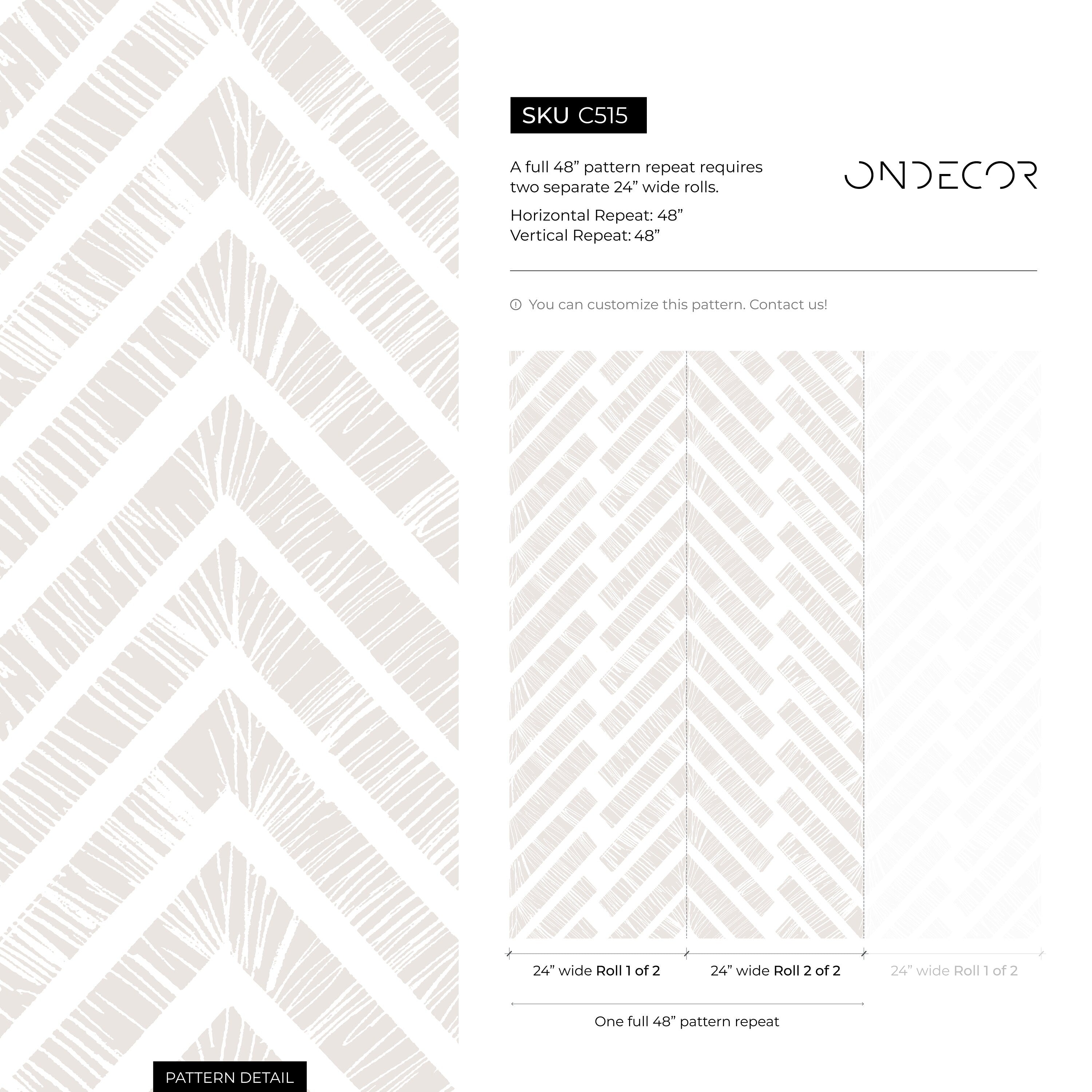 Boho Wallpaper With A Textured Chevron Motif In Beige - C515