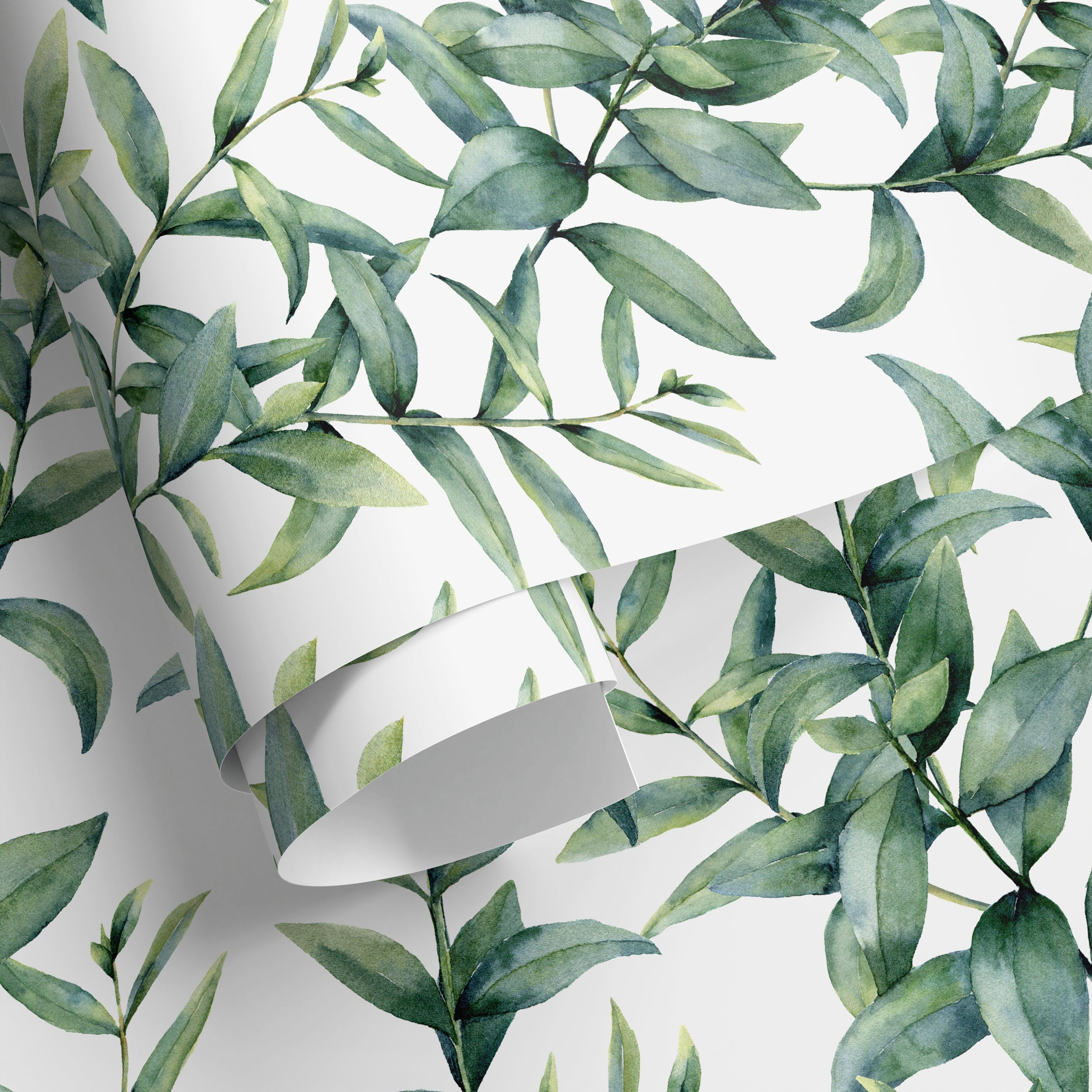 Botanical Wallpaper Featuring Watercolor Greenery In Green - A651