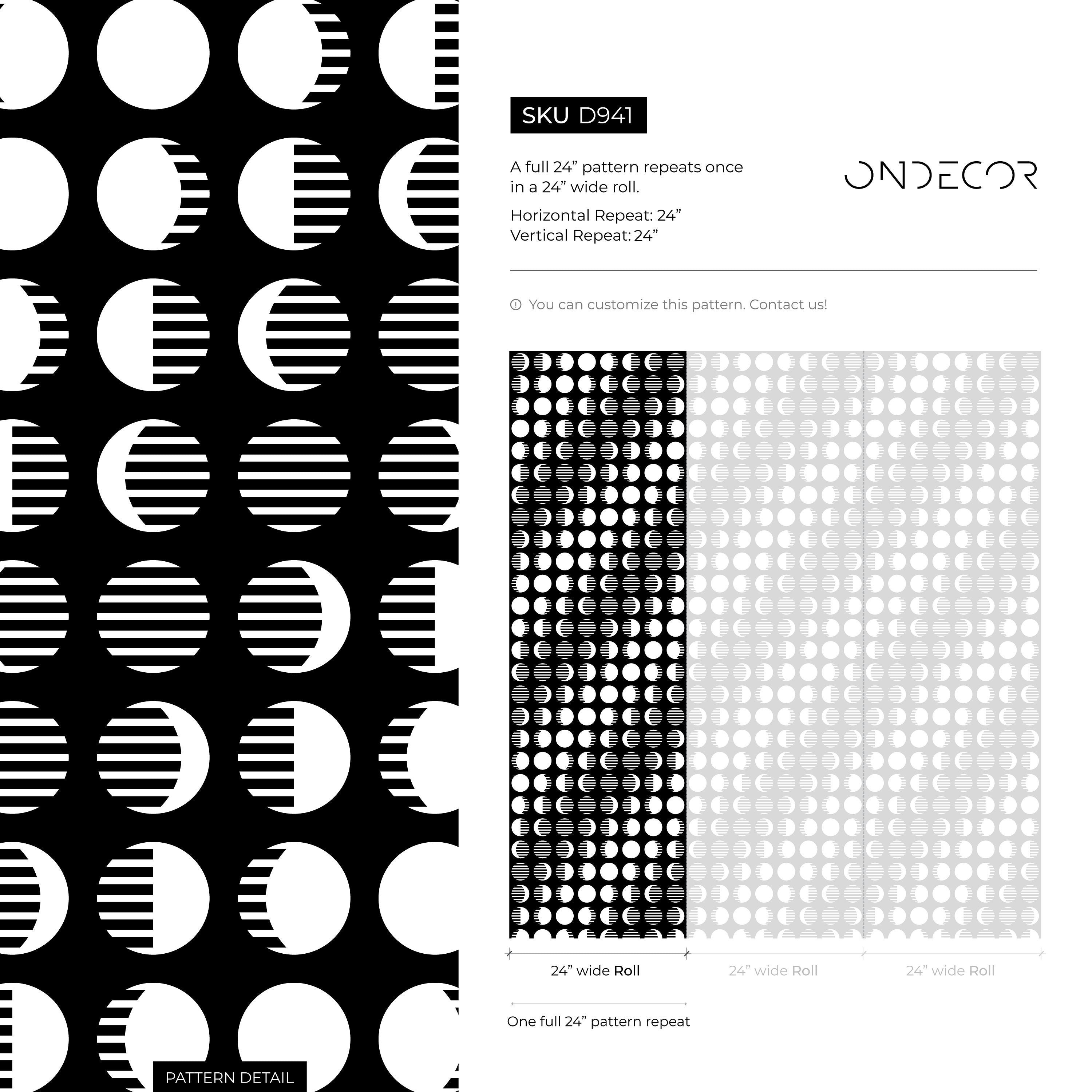 Celestial Wallpaper With A Modern Moon Phase Motif In Black And White - D941