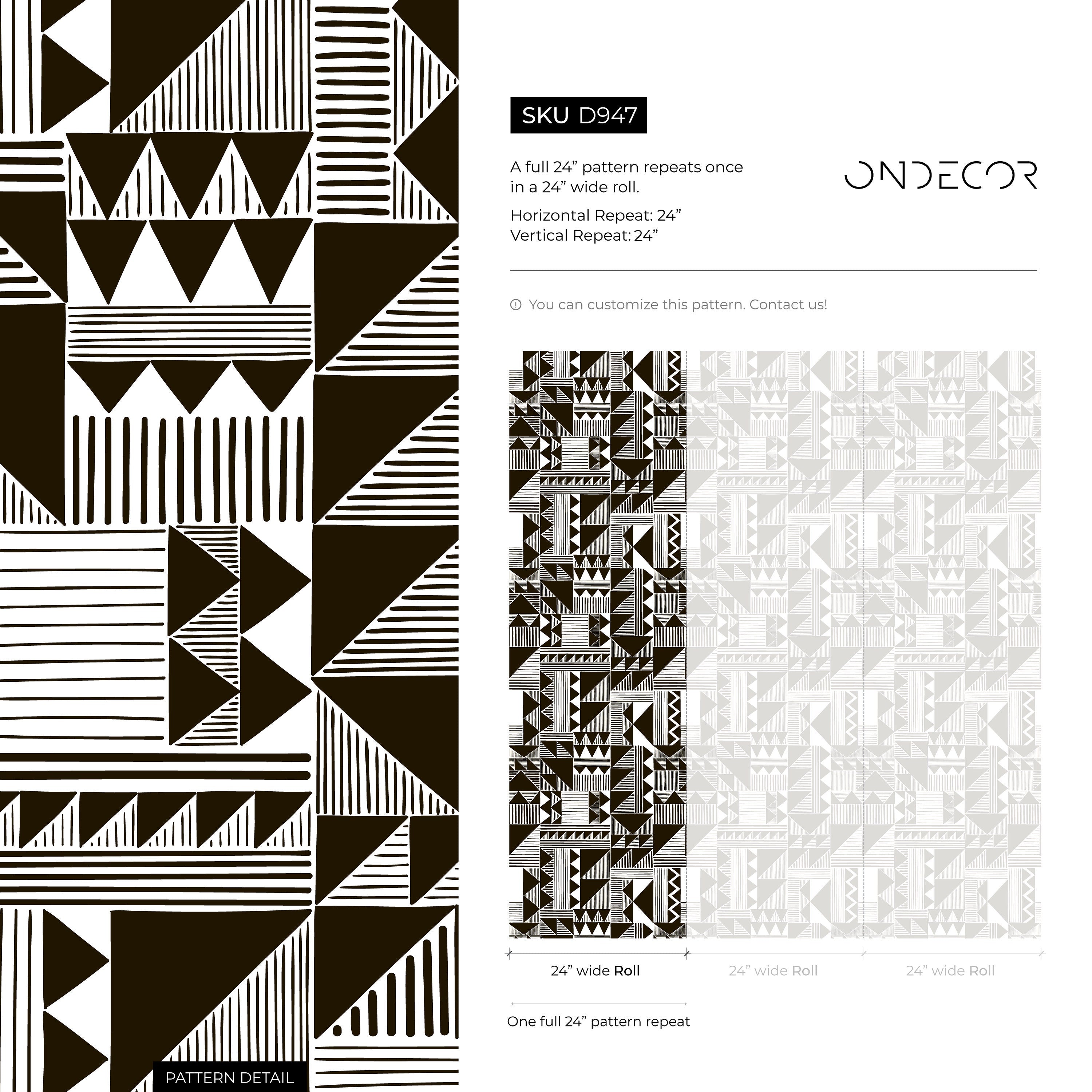 Geometric Wallpaper With An African Mudcloth Motif In Black And White - D947