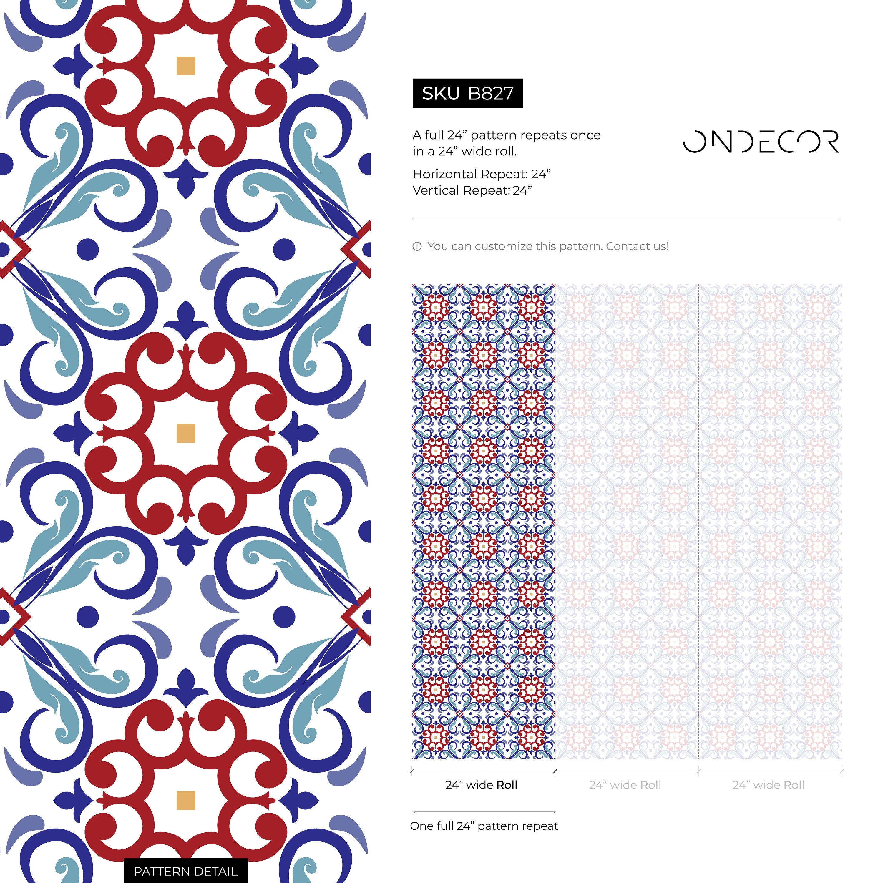 Tile Wallpaper With A Mediterranean Inspired Motif In Red, Blue, And Yellow - B827