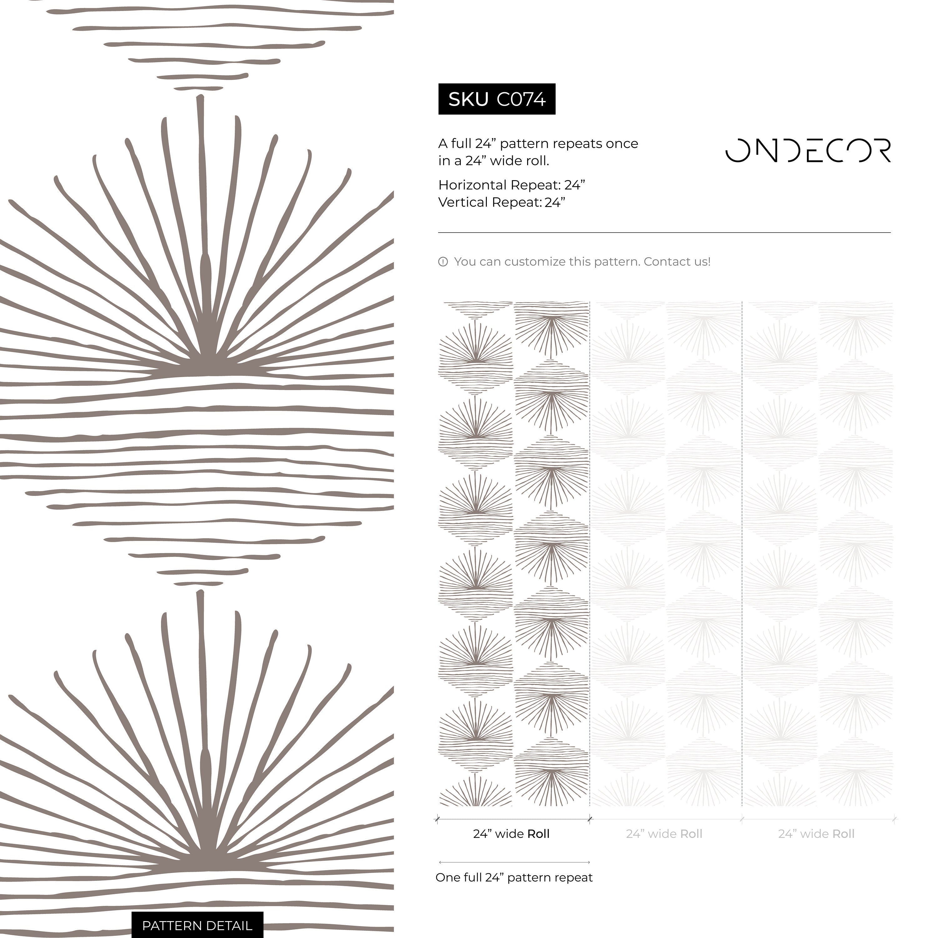 Geometric Wallpaper With Hand-drawn Fan Motifs In Taupe - C074