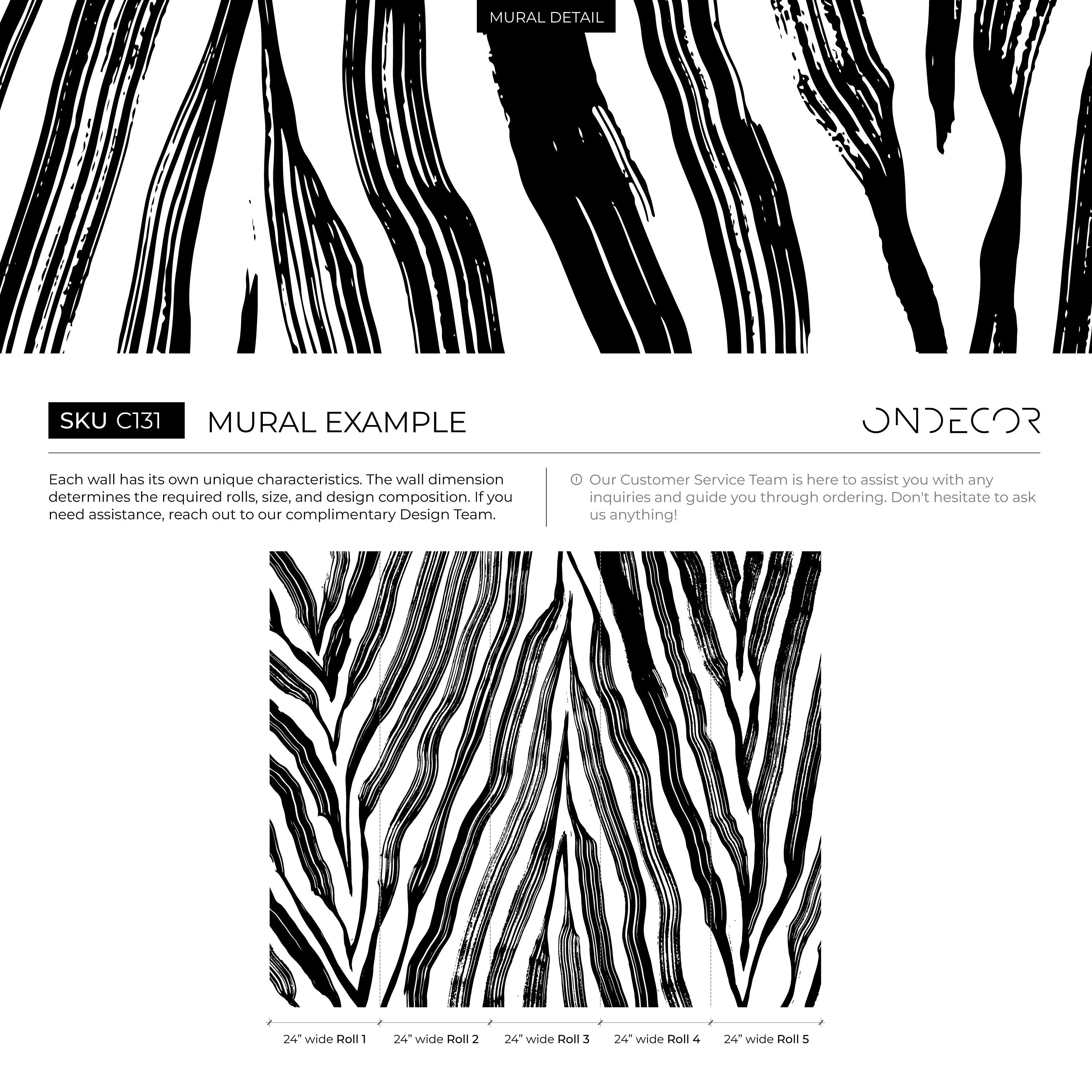 Animal Print Wallpaper With A Bold Zebra Stripe Motif In Black And White - C131