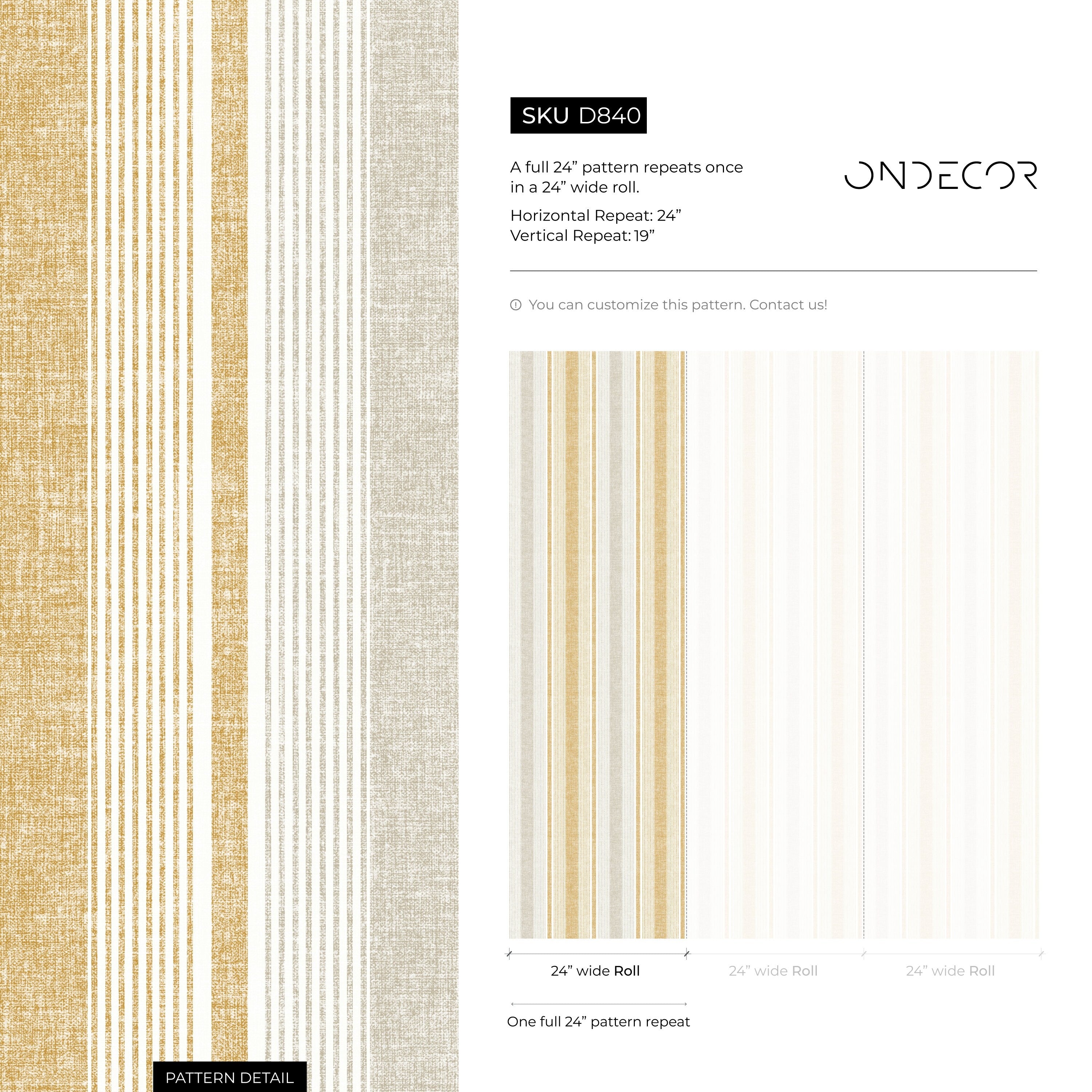 Textured Wallpaper With Vertical Stripes In Yellow, Grey, And Beige - D840