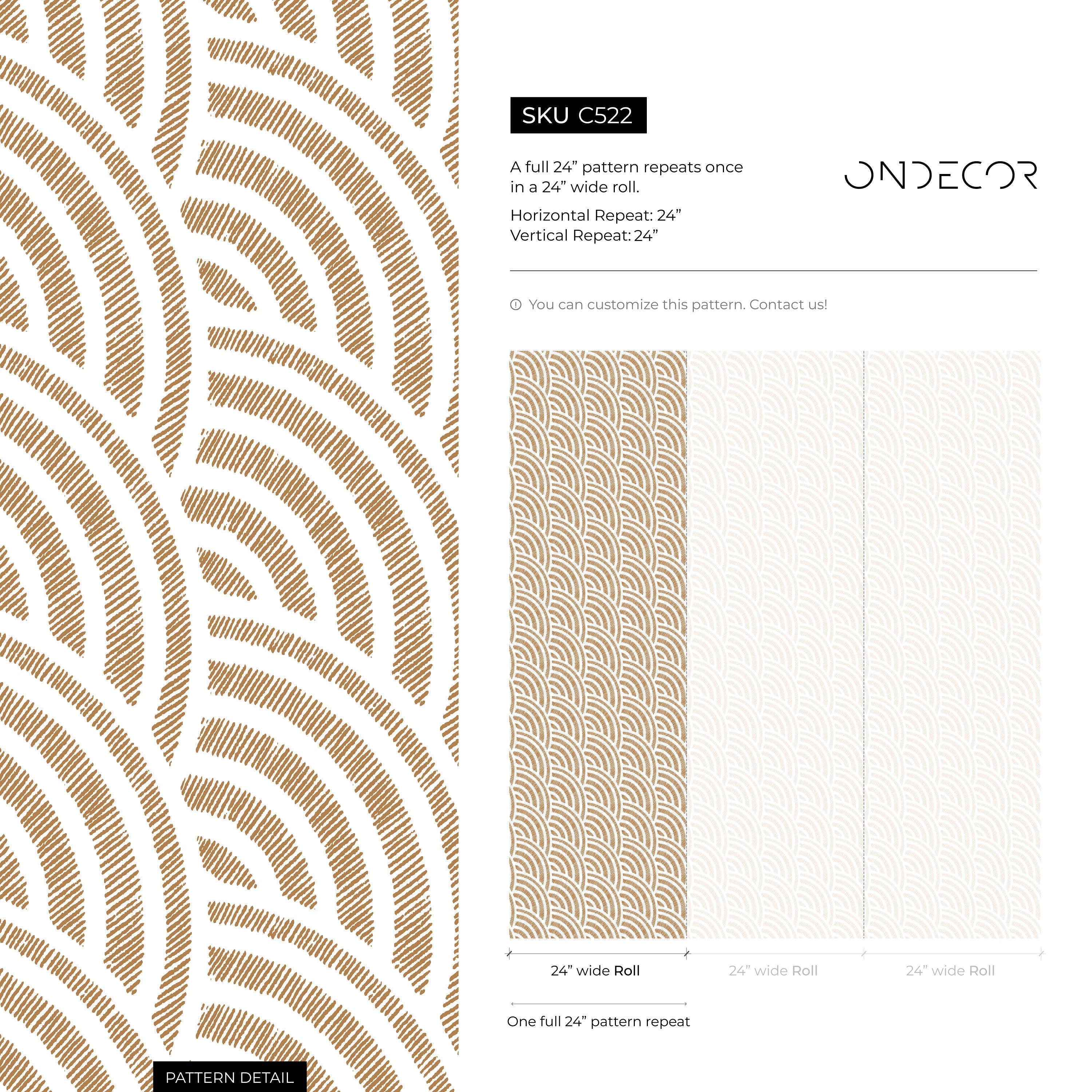 Geometric Wallpaper With A Boho Scallop Motif In Beige And White - C522