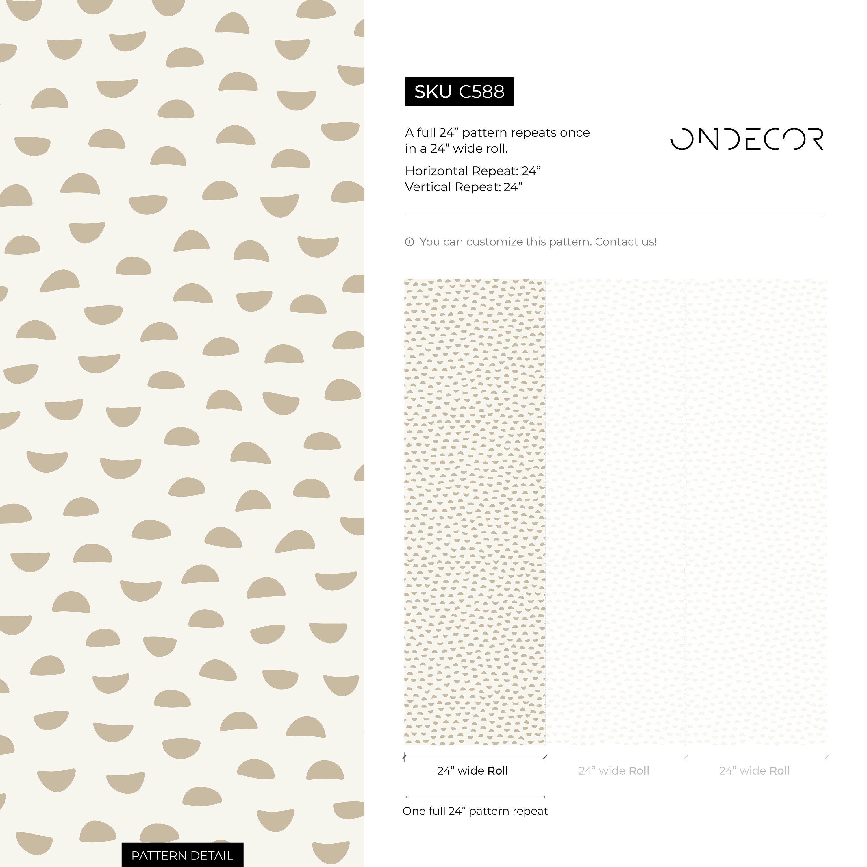 Abstract Wallpaper With A Semi-circle Motif In Beige - C588
