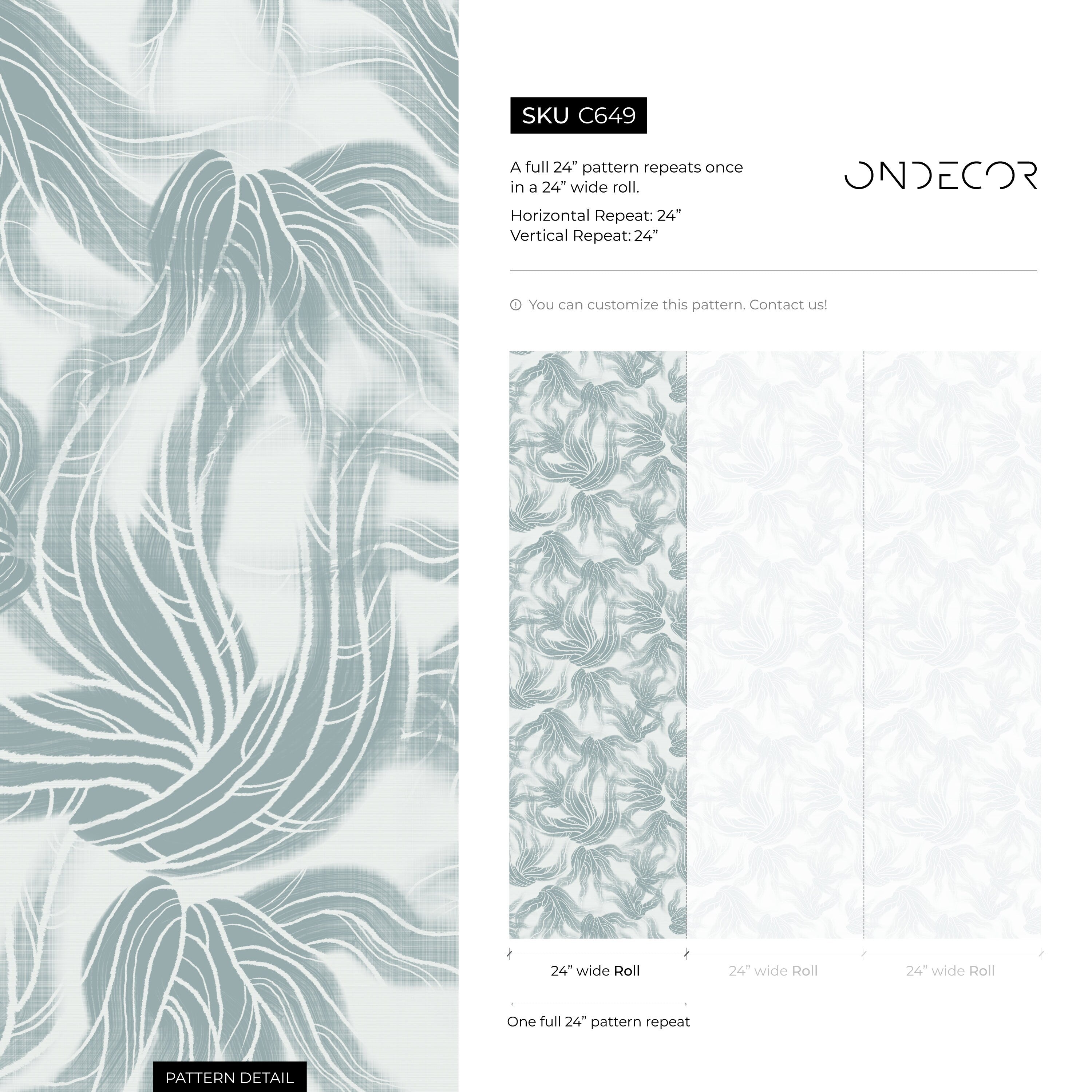 Abstract Wallpaper With Flowing Organic Shapes In Light Blue And White - C649