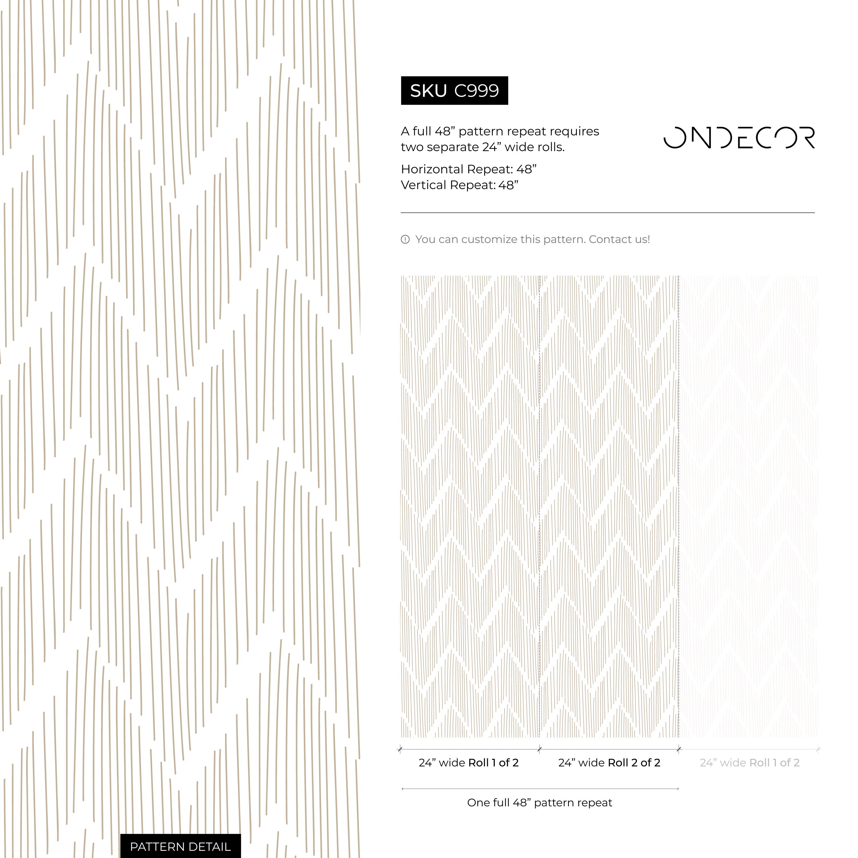 Geometric Wallpaper With A Hand-drawn Chevron Motif In Brown - C999