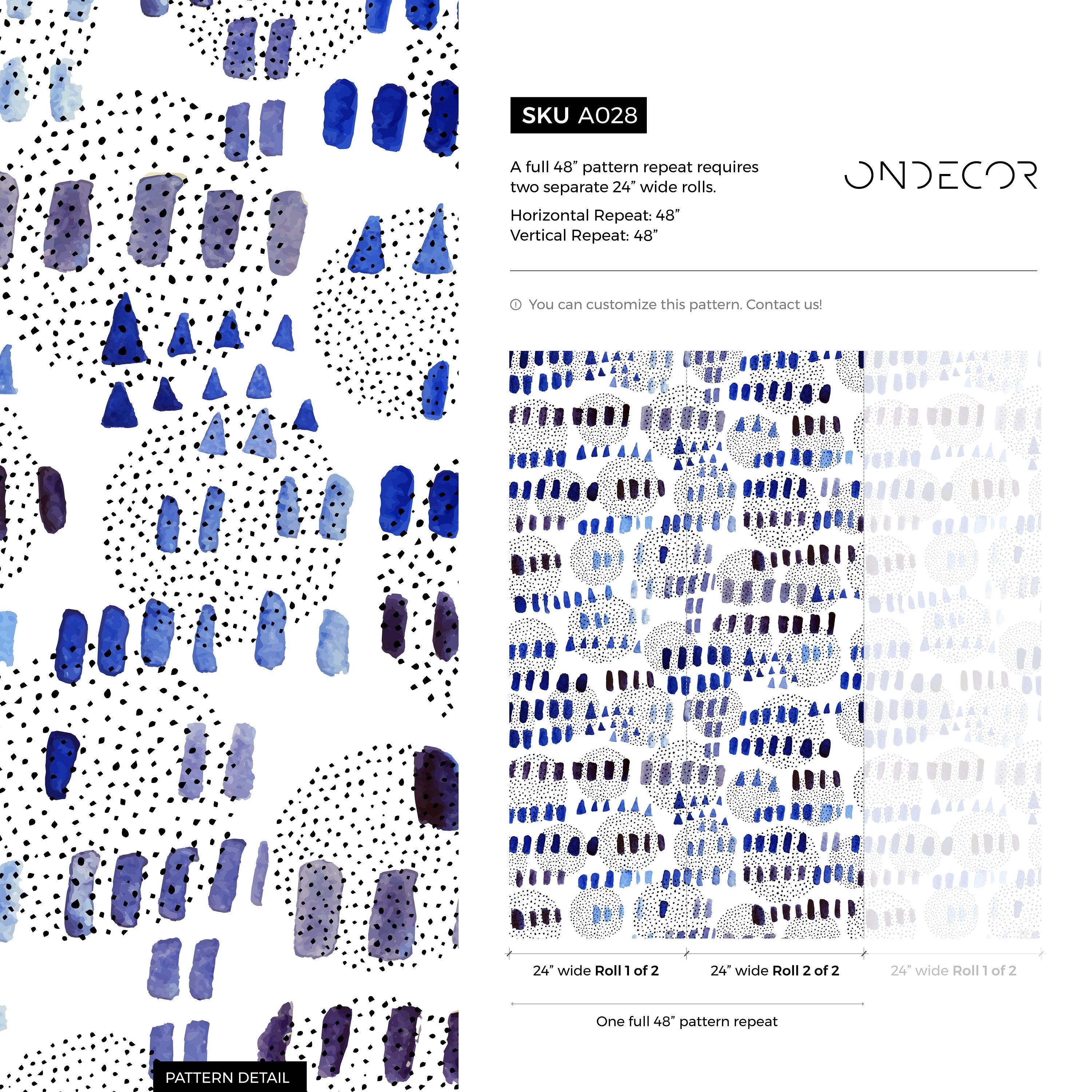 Abstract Wallpaper With Watercolor Brush Strokes In Blue, Purple, And Black - A028