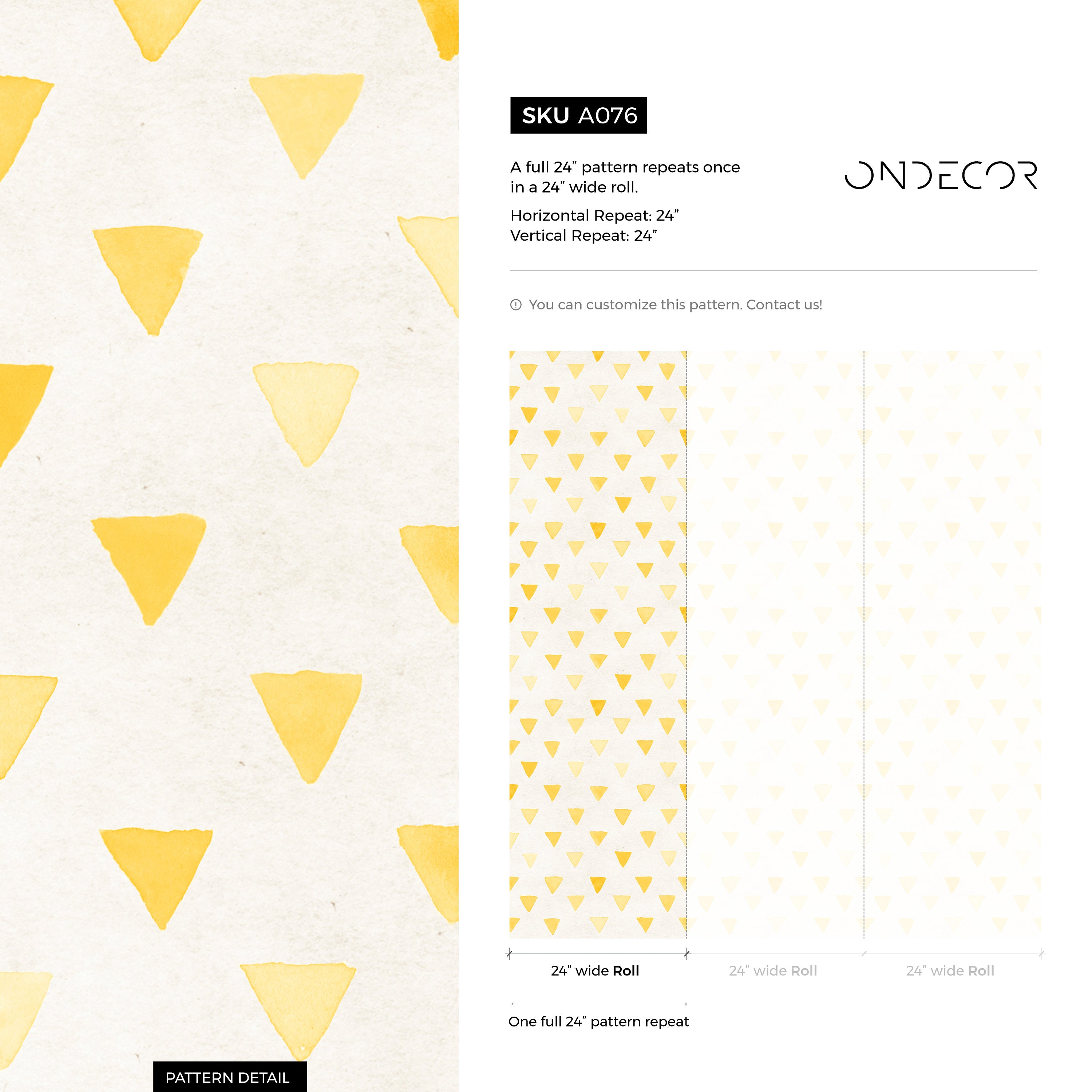 Geometric Wallpaper With A Watercolor Triangle Motif In Yellow - A076
