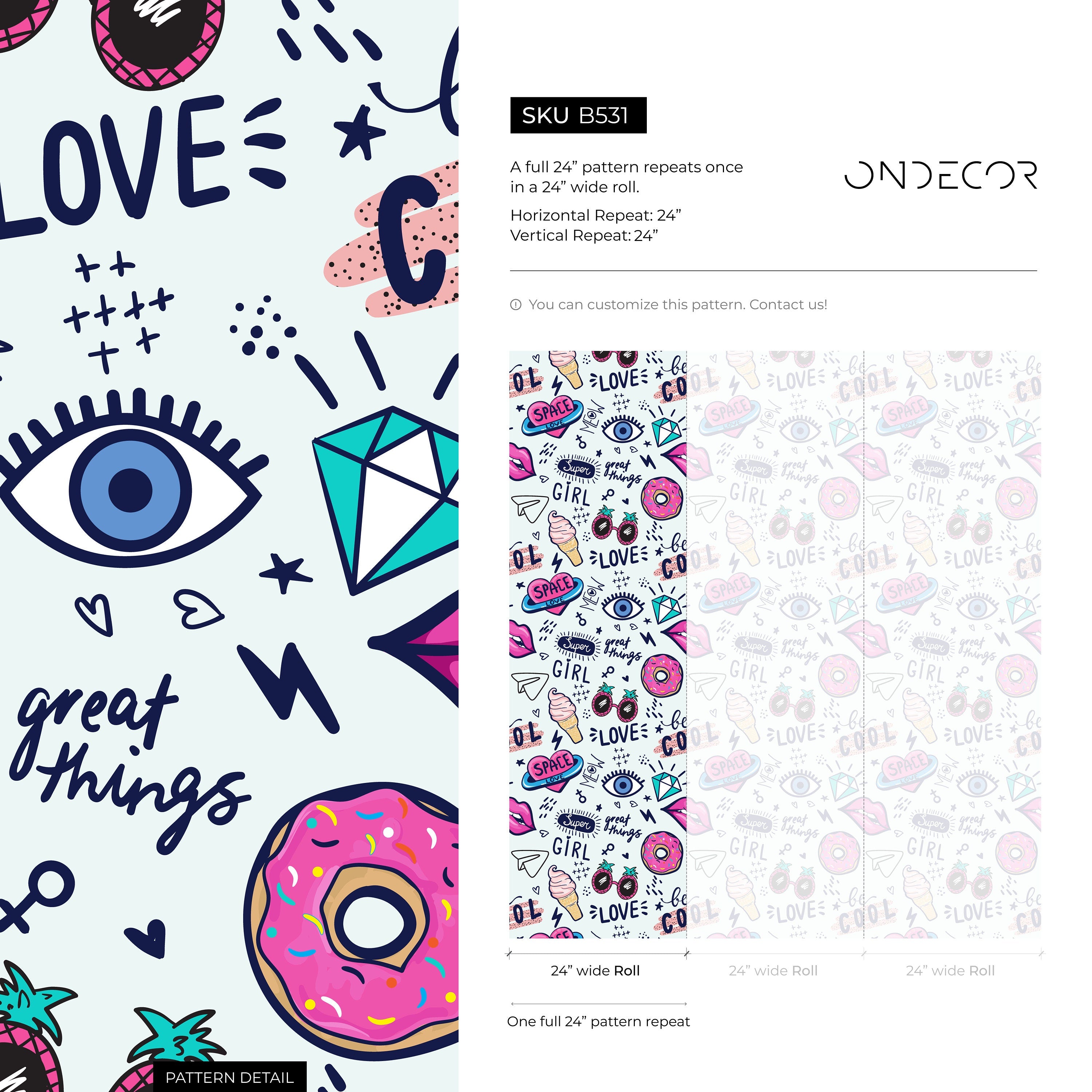 Pop Art Wallpaper Featuring Energetic Doodles In Pink And Blue - B531