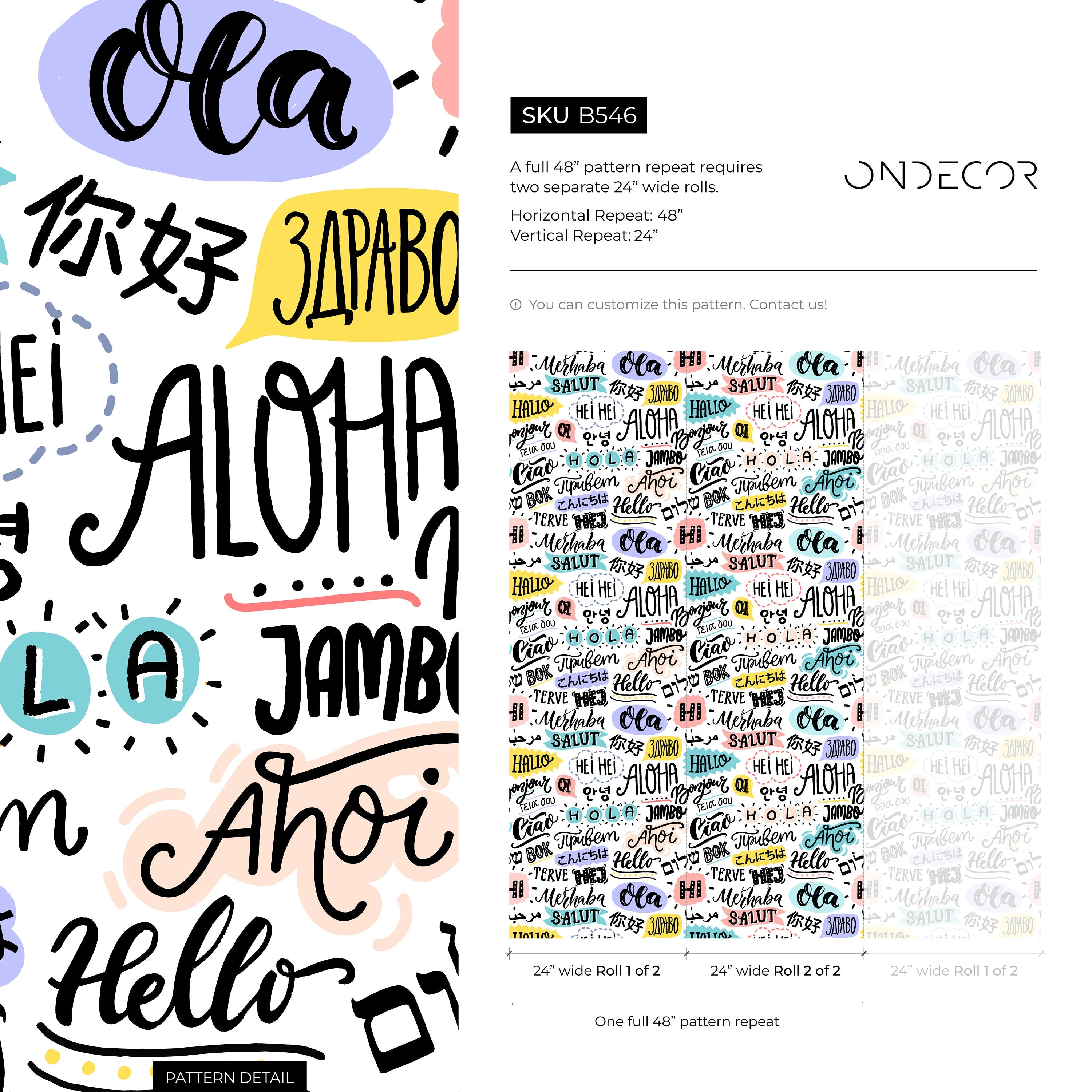 Typography Wallpaper With Global Greetings In Black, Teal, And Yellow - B546