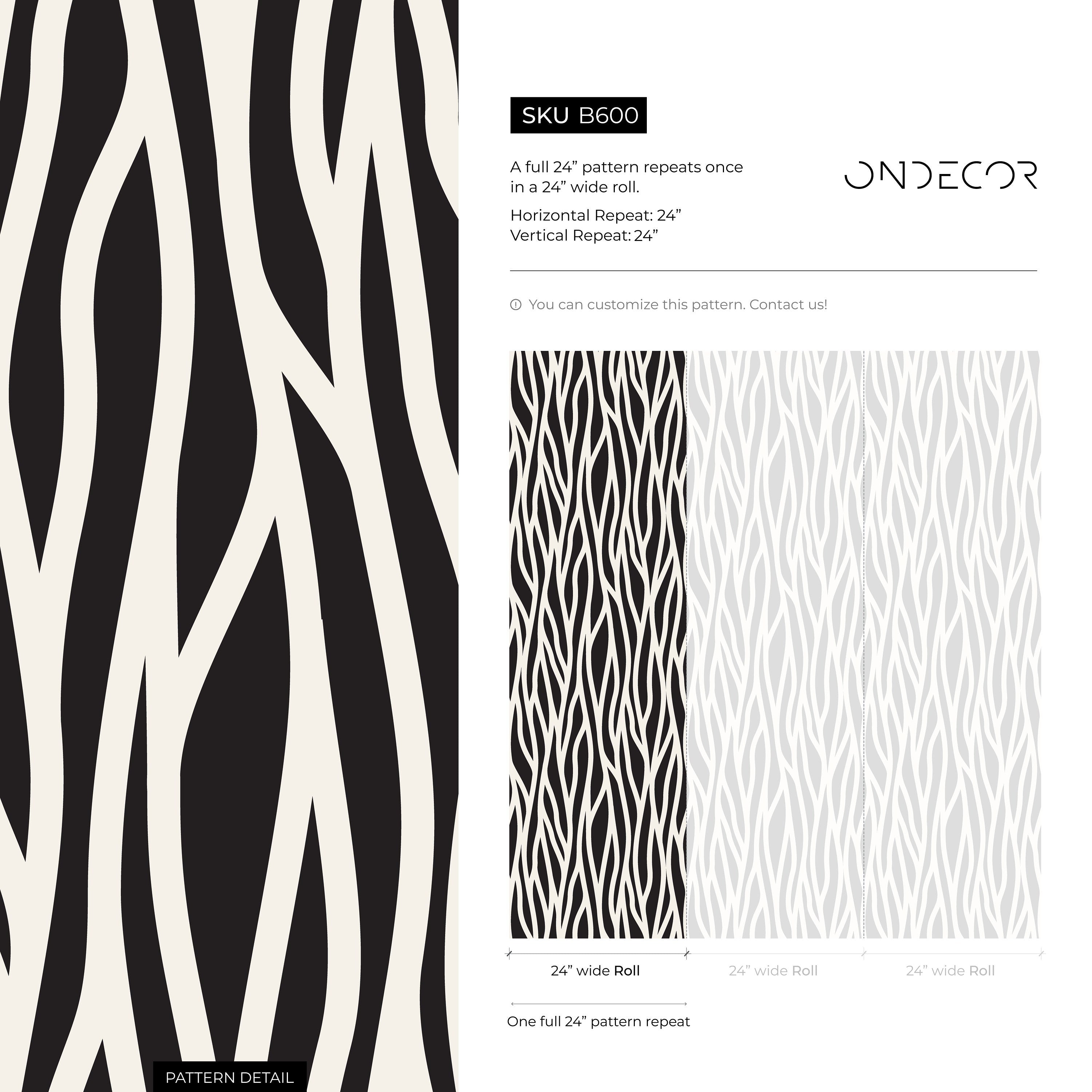 Abstract Wallpaper With Wavy Organic Lines In Black And White - B600