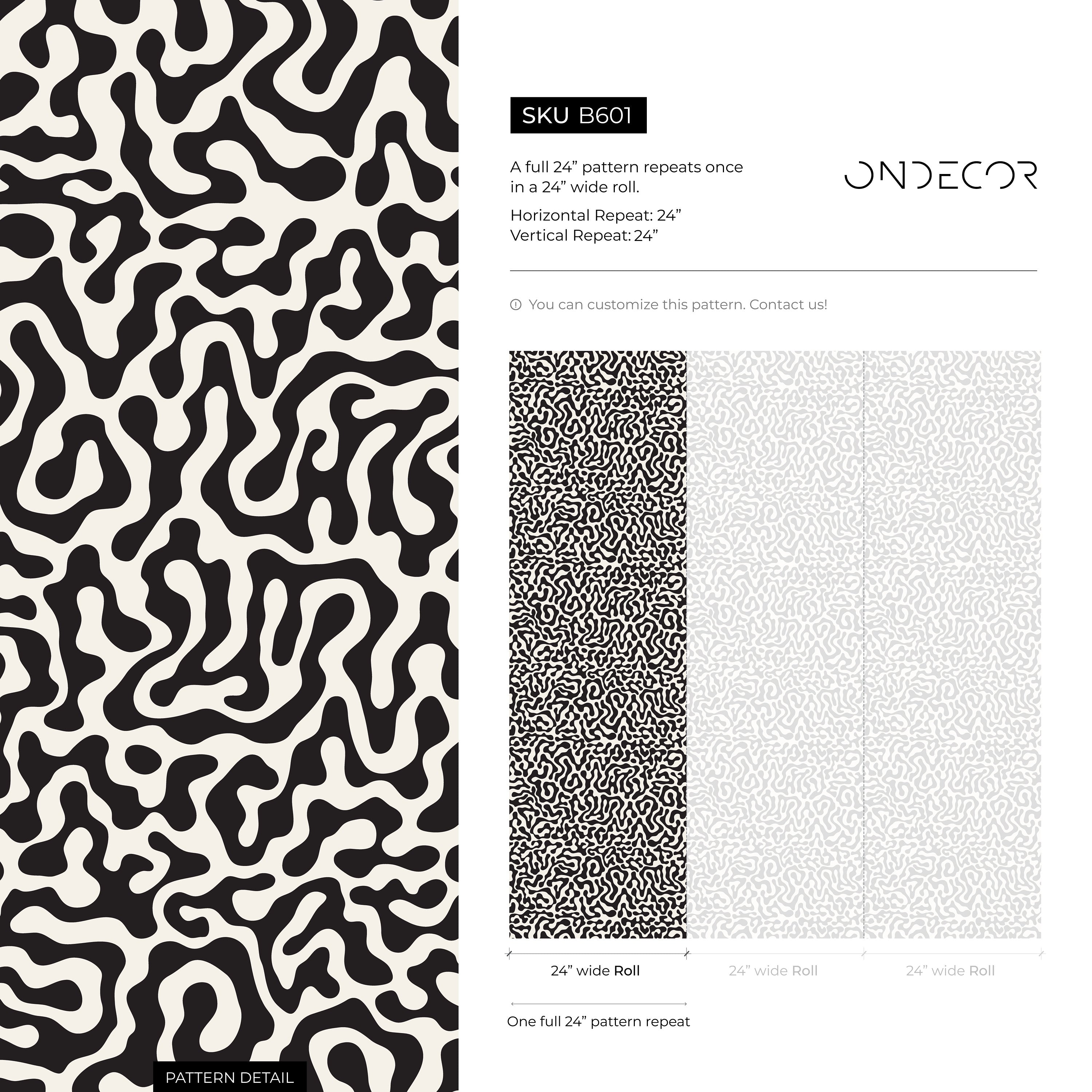 Abstract Wallpaper With Winding Organic Lines In Black And White - B601