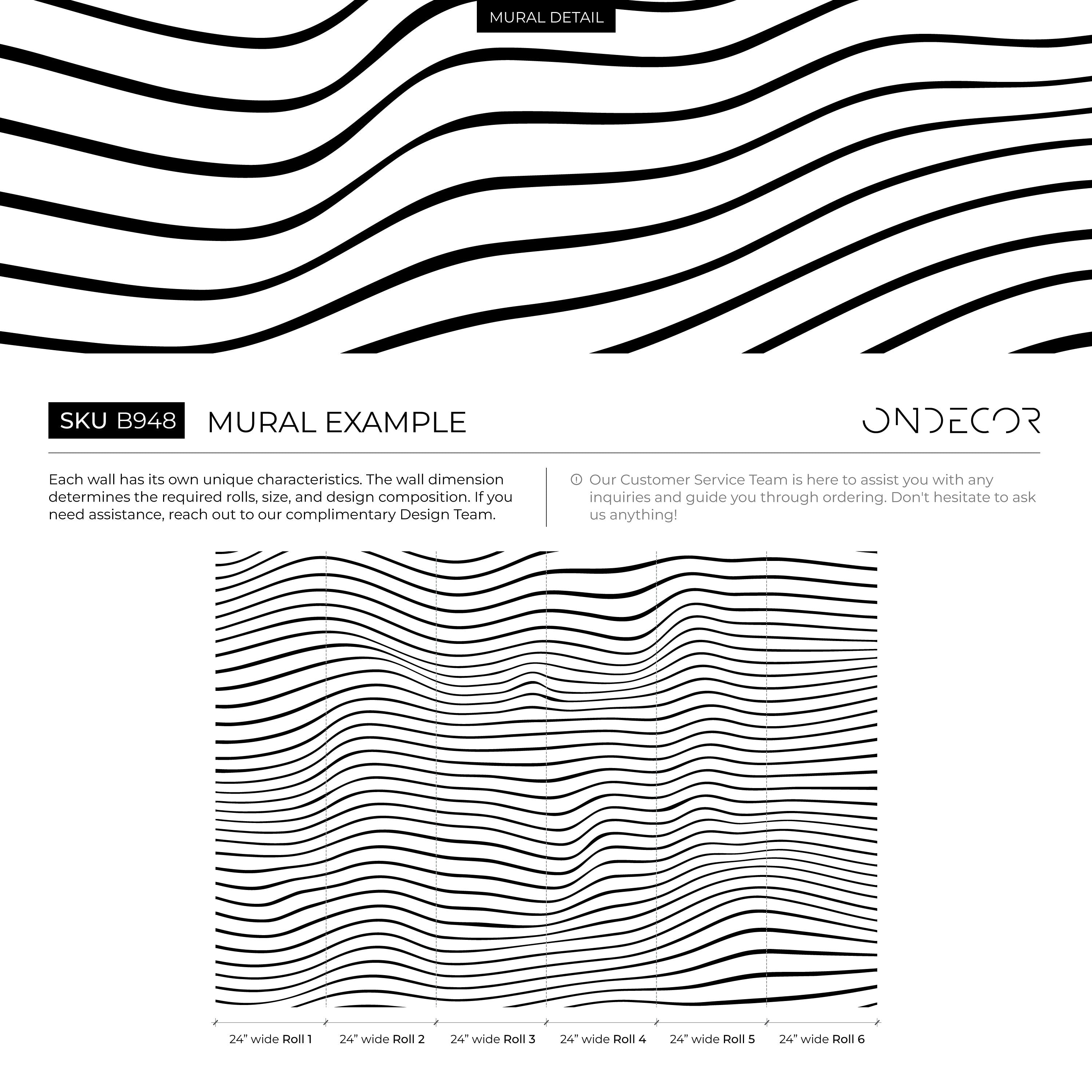 Abstract Wallpaper With 3d Wavy Lines In Black And White - B948