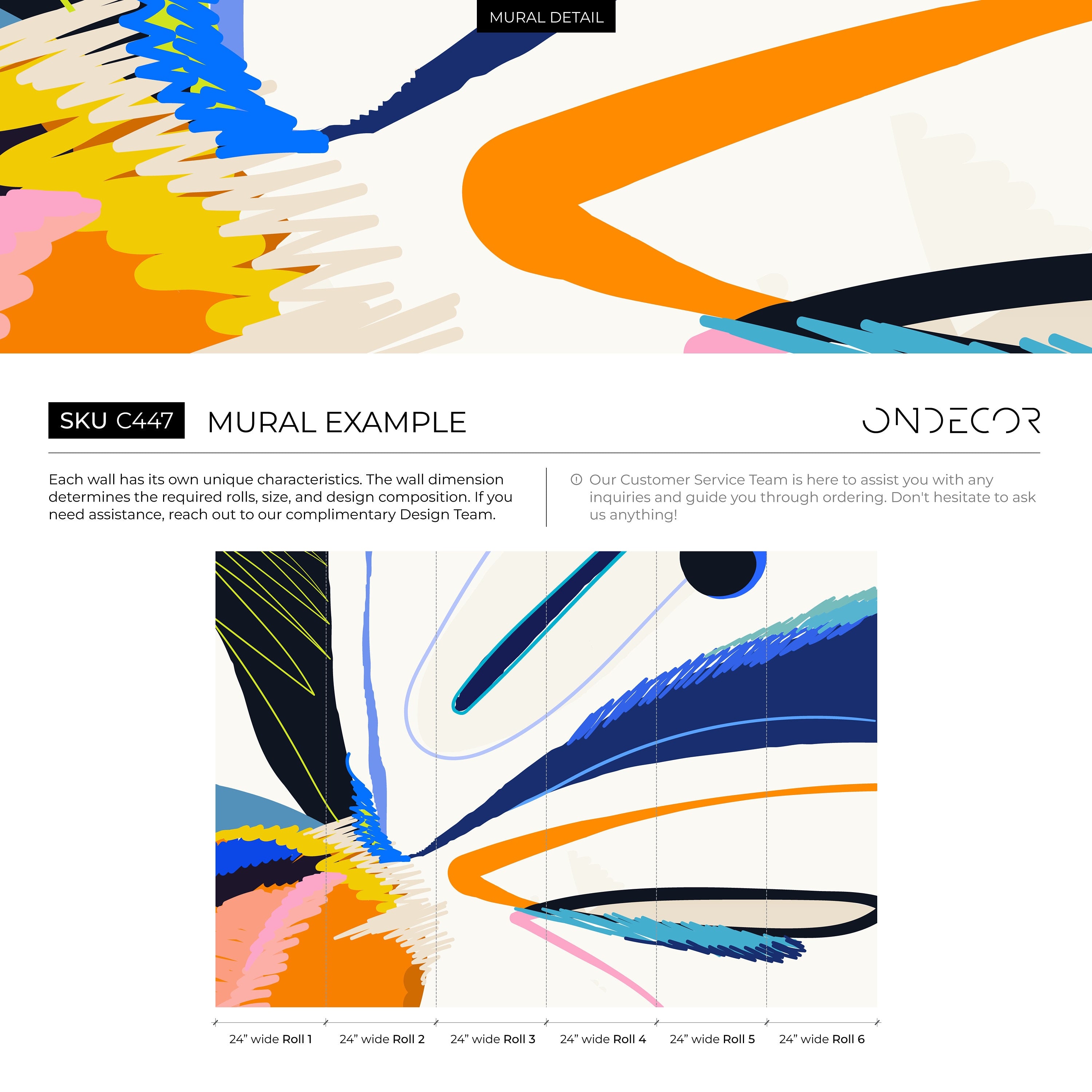 Abstract Wallpaper With Bold Brushstrokes In Blue, Orange, And Black - C447