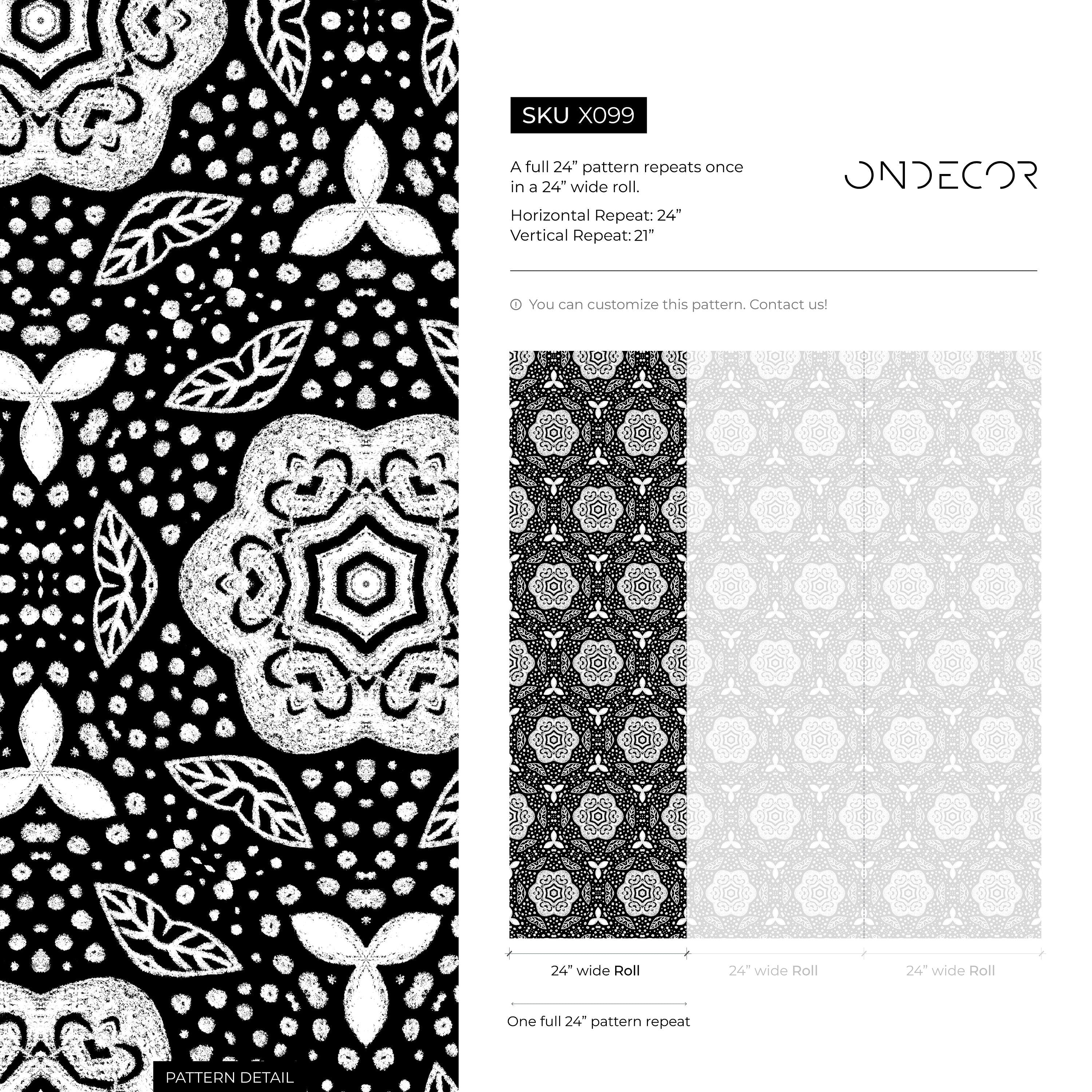 Mandala Wallpaper With An Intricate Medallion Motif In Black And White - X099