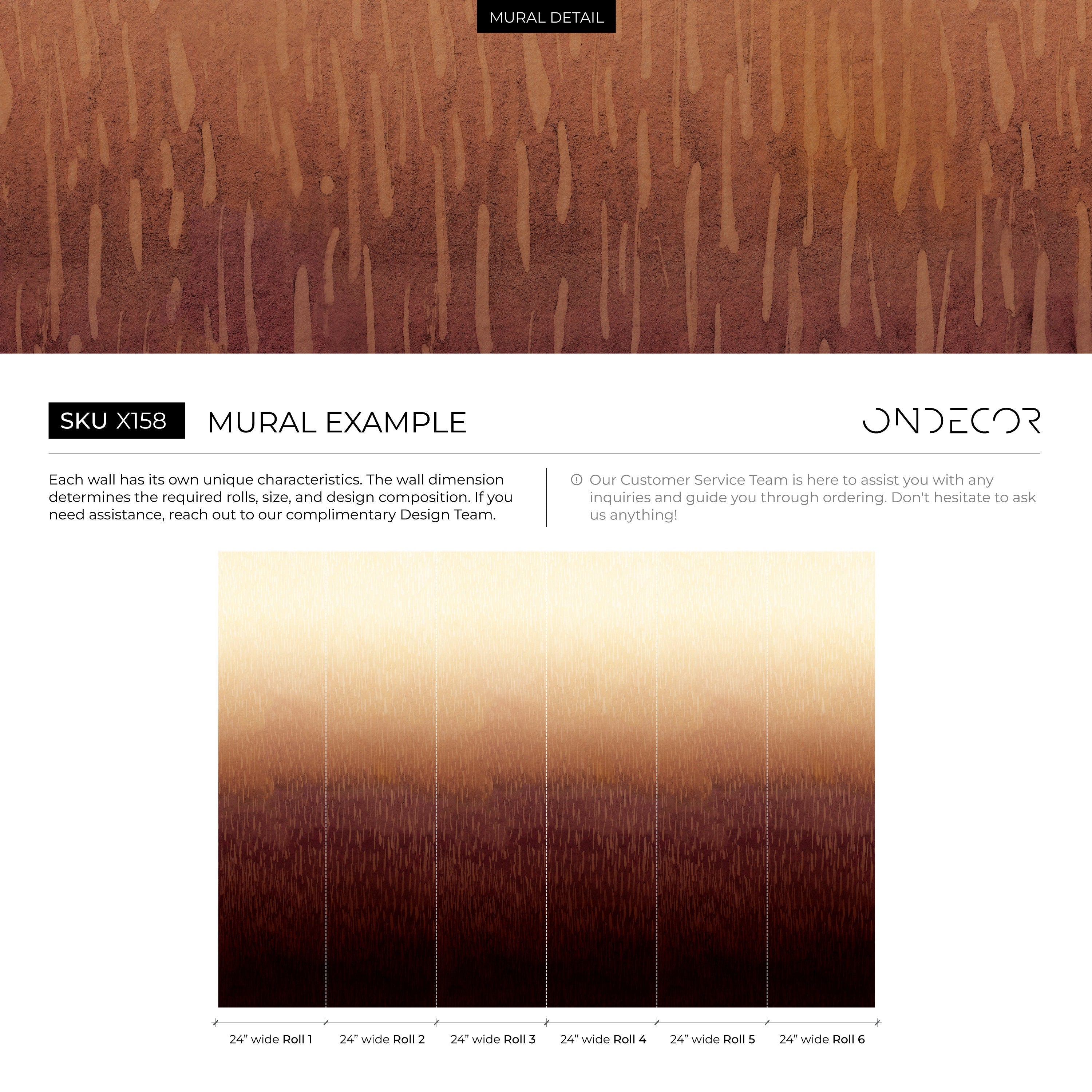 Ombre Wallpaper With Textured Brushstrokes In Orange, Brown, And Beige - X158