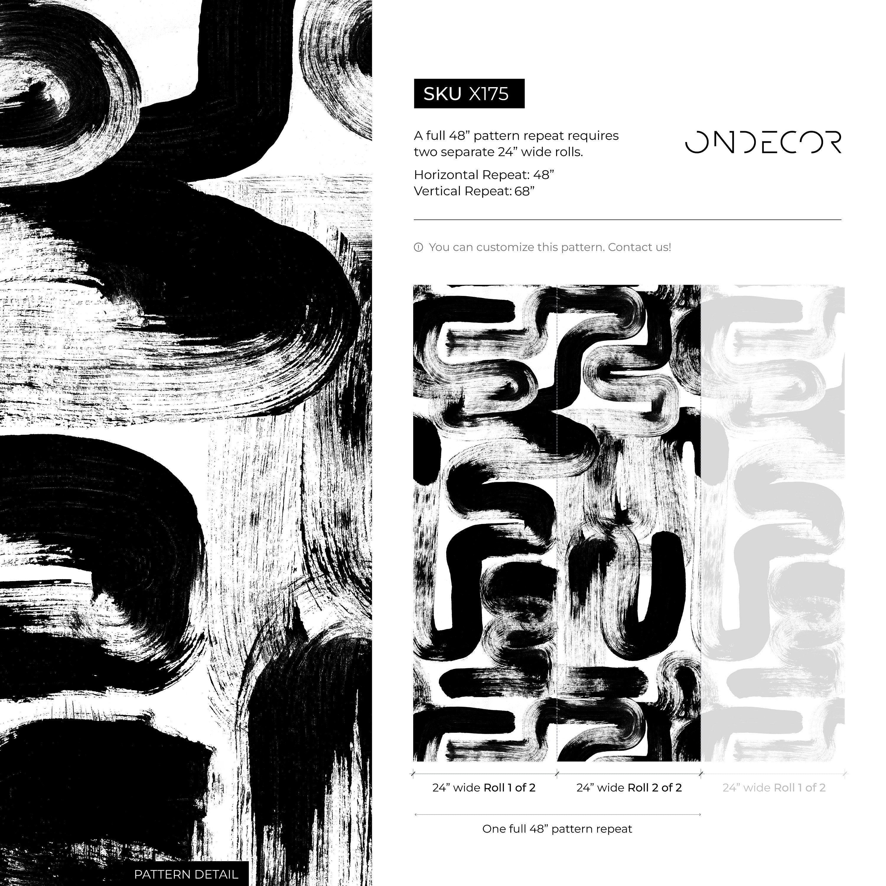 Abstract Wallpaper With Bold Brushstrokes In Black And White - X175