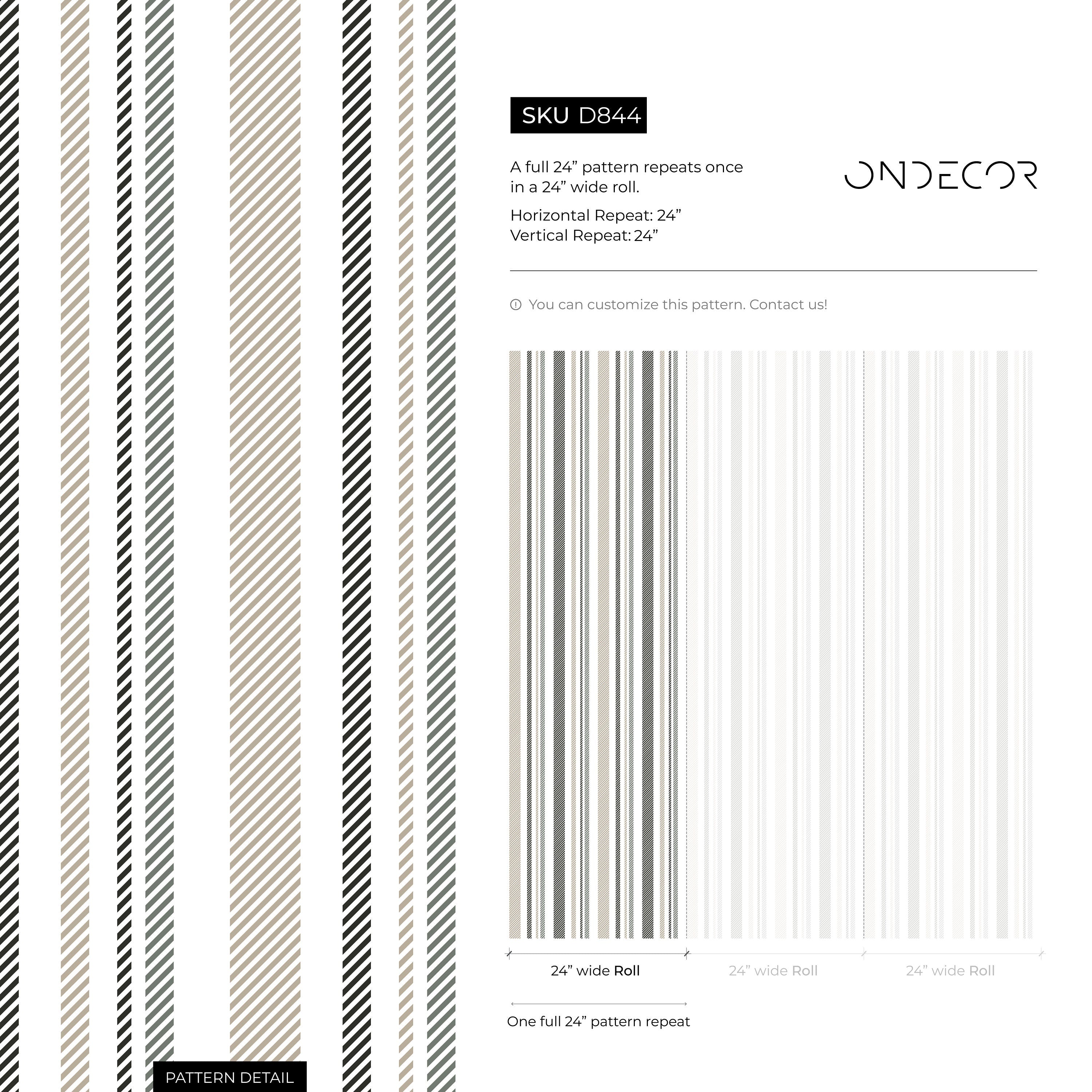 Striped Wallpaper With Textured Diagonal Lines In Grey, Black, And Taupe - D844
