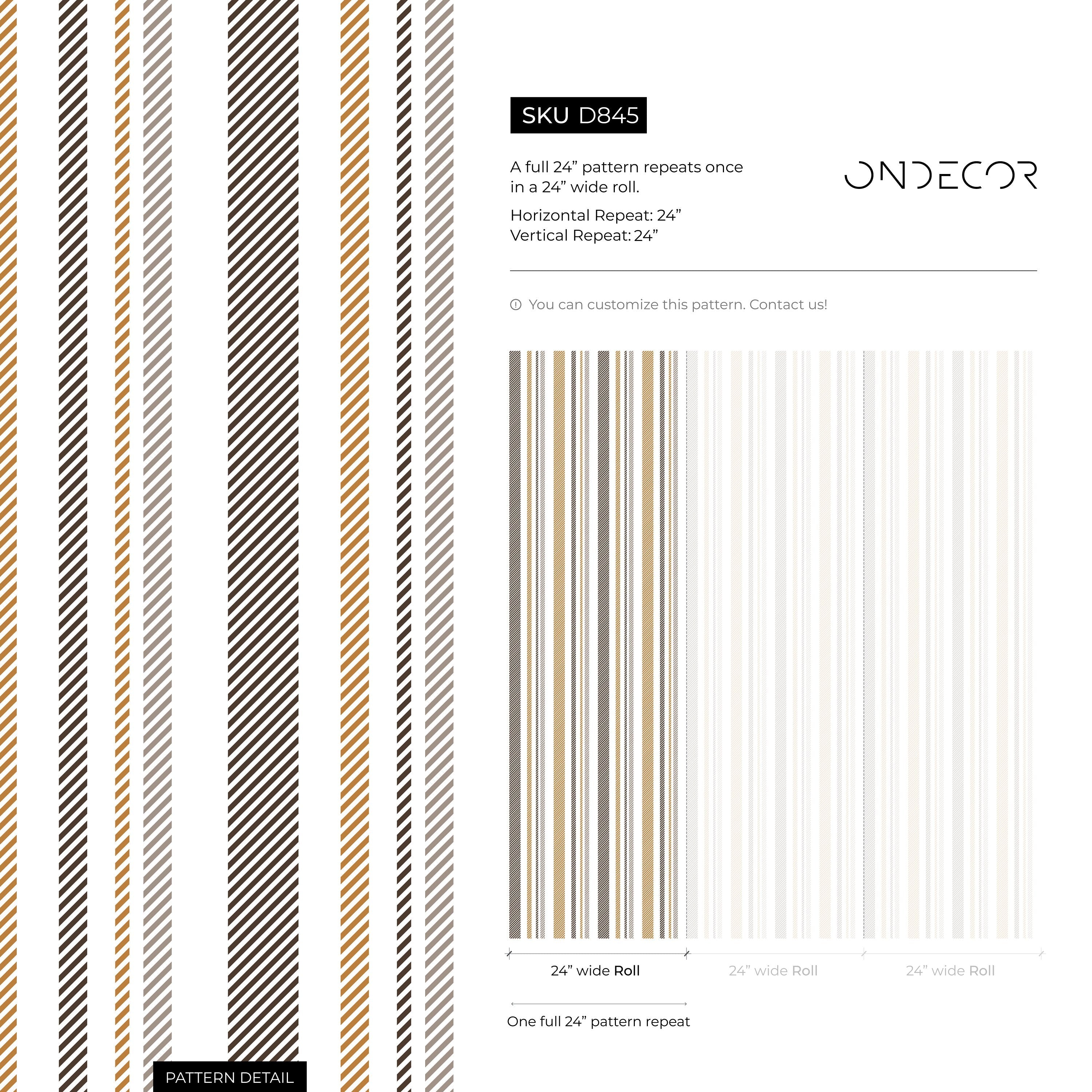Minimalist Striped Wallpaper With Textured Lines In Gold, Grey, And Black - D845