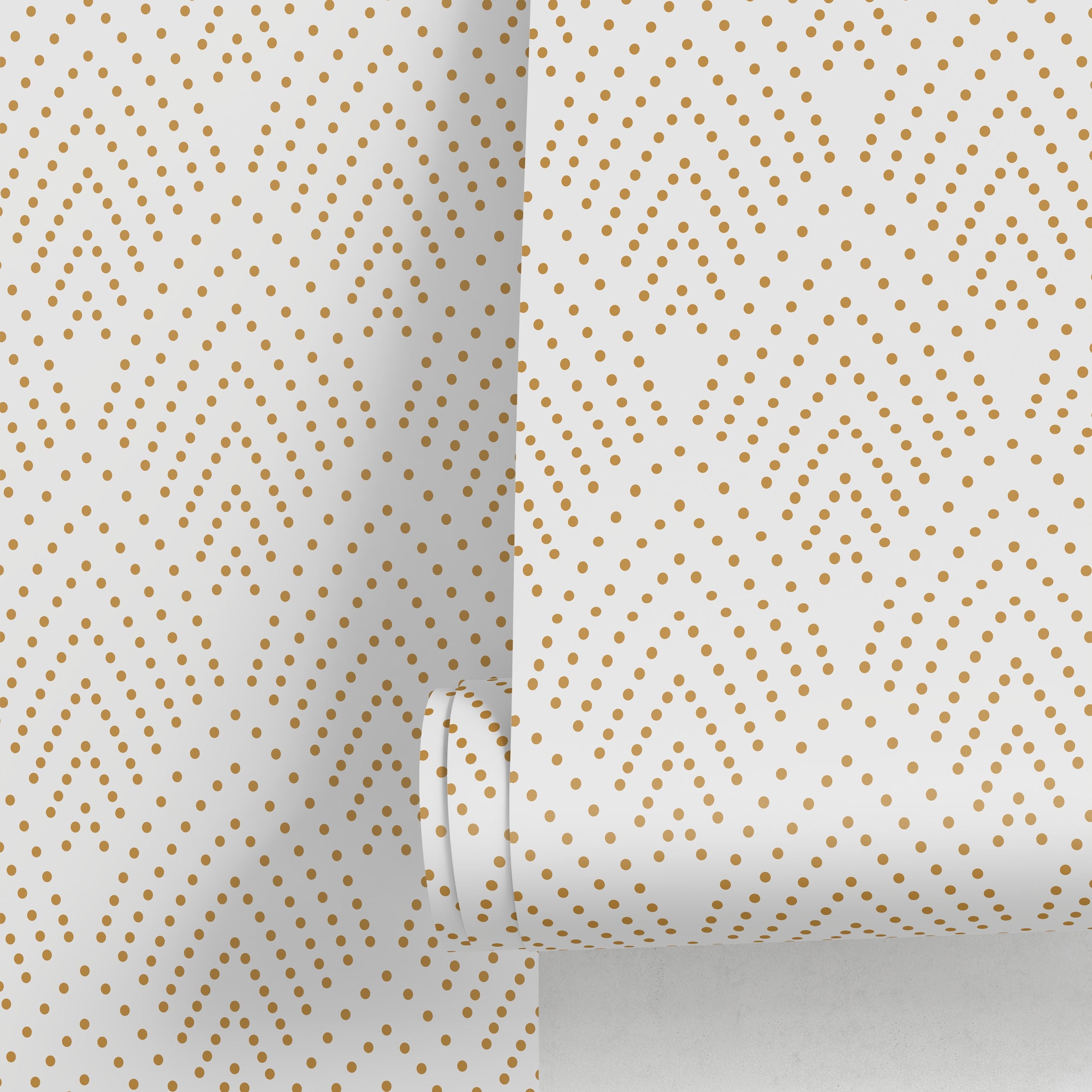 Geometric Wallpaper With A Dotted Arch Motif In Gold - A925