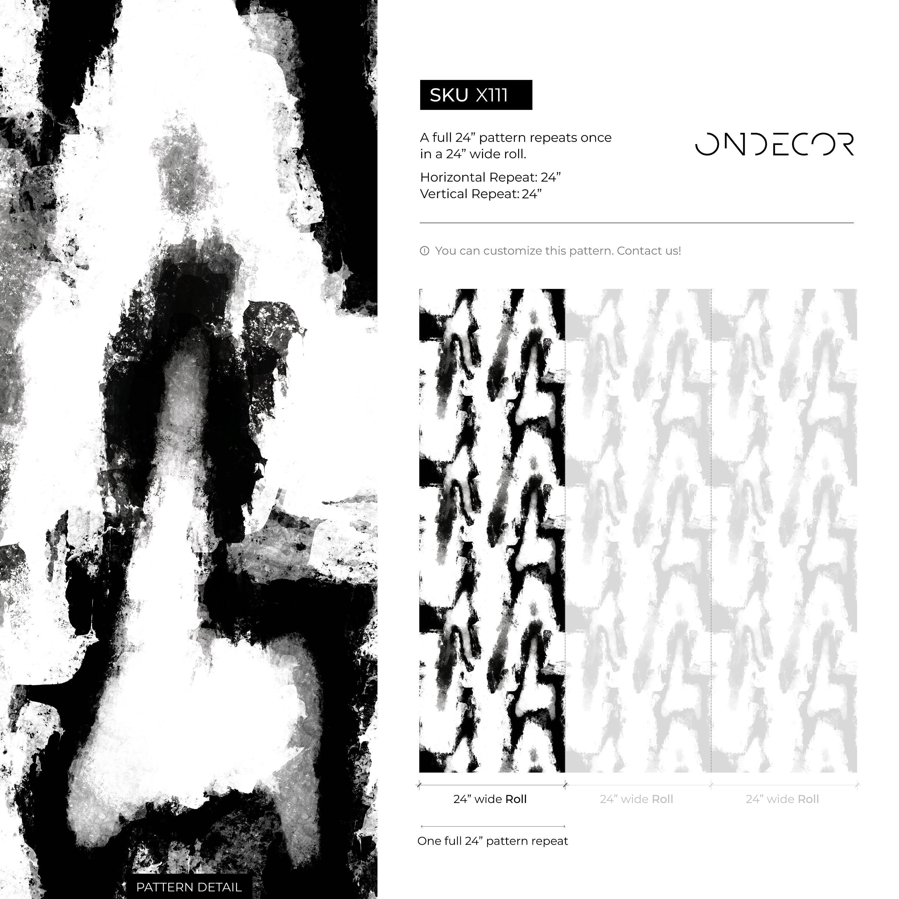 Abstract Wallpaper With A Bold Brushstroke Motif In Black And White - X111