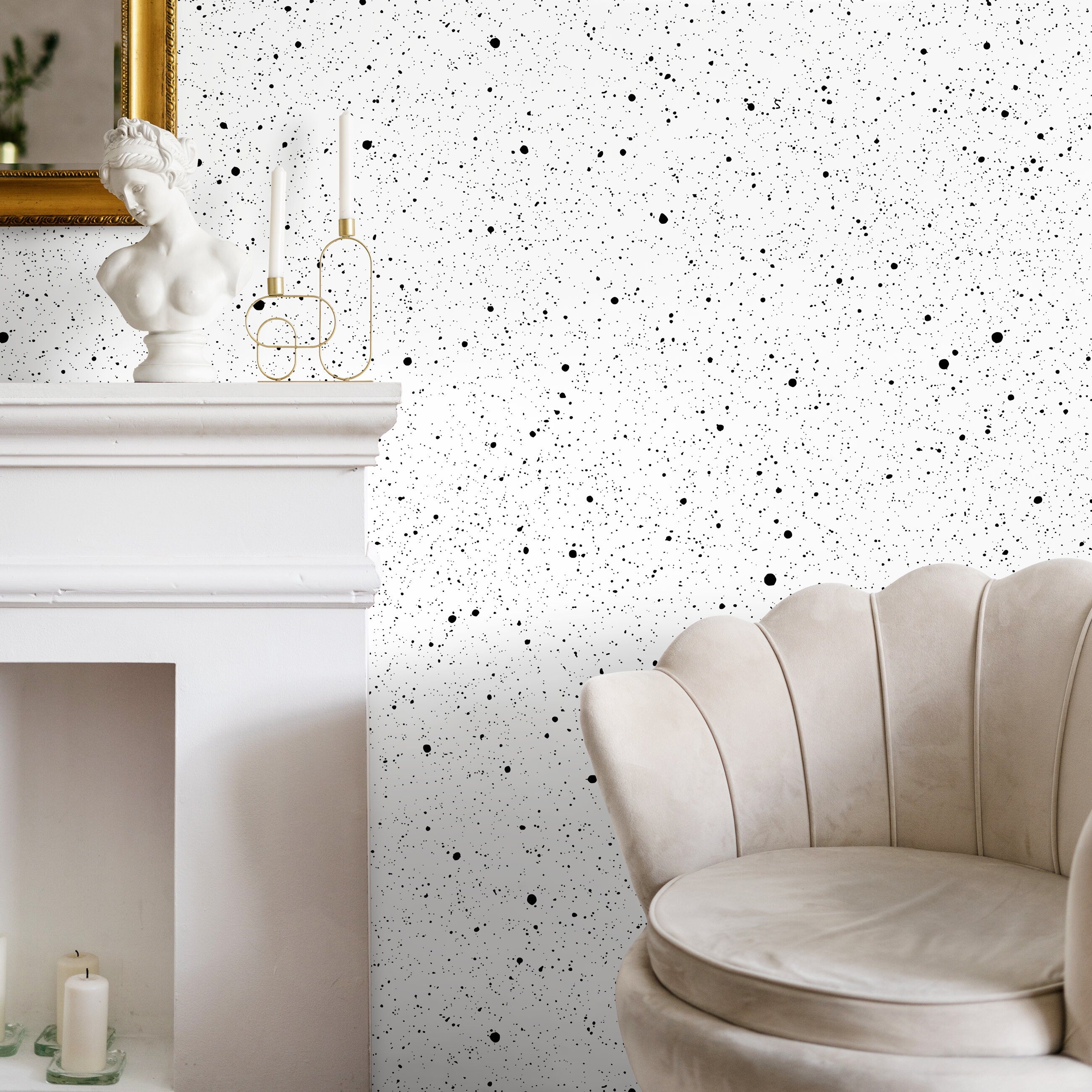 Abstract Wallpaper With An Artistic Splatter Motif In Black And White - A562