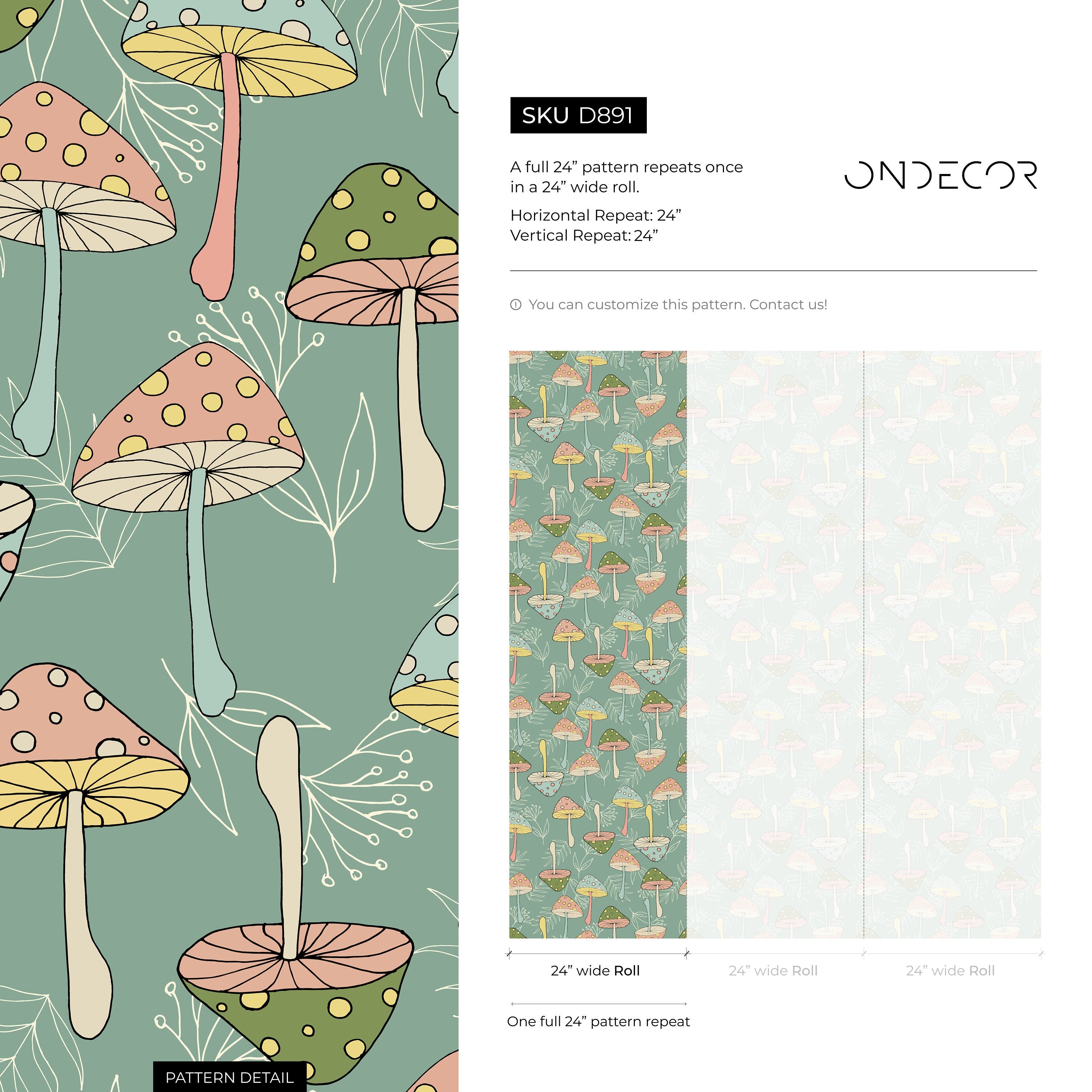 Groovy Wallpaper With A Retro Mushroom Motif In Green, Pink, And Blue - D891