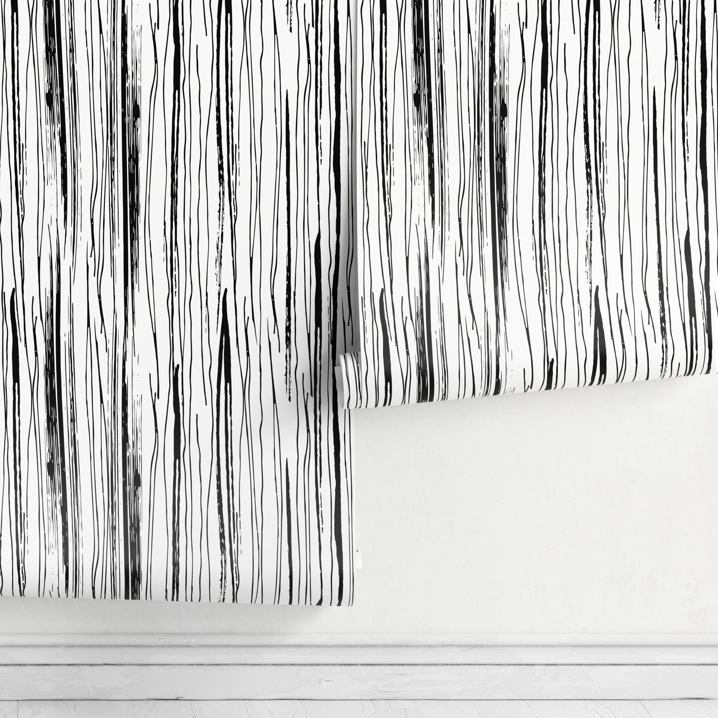 Abstract Wallpaper With Hand-drawn Vertical Lines In Black And White - A604