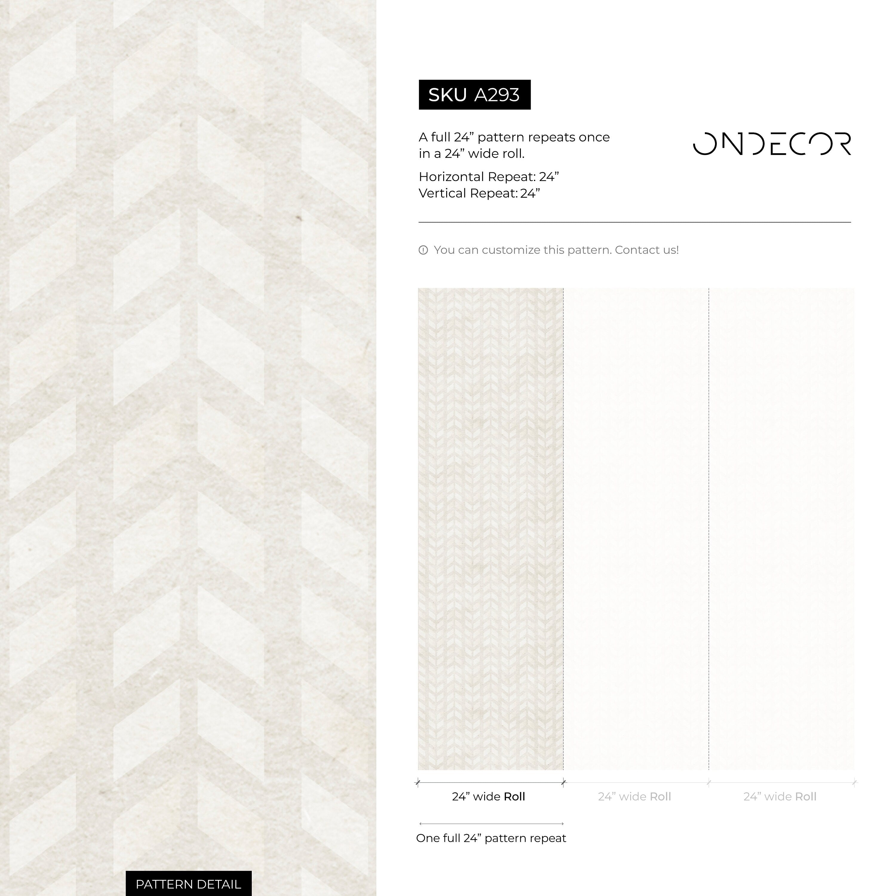 Geometric Wallpaper With A Subtle Chevron Motif In Beige And Off-white - A293