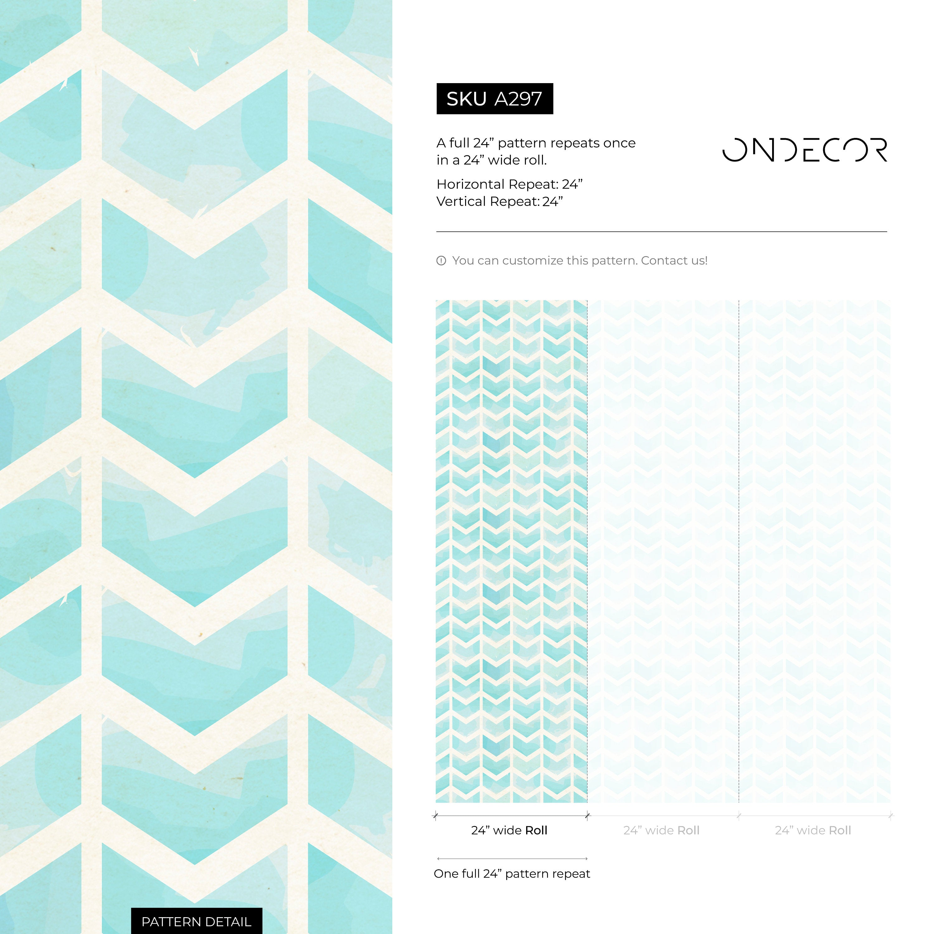 Herringbone Wallpaper With A Watercolor Chevron Motif In Blue And Cream - A297