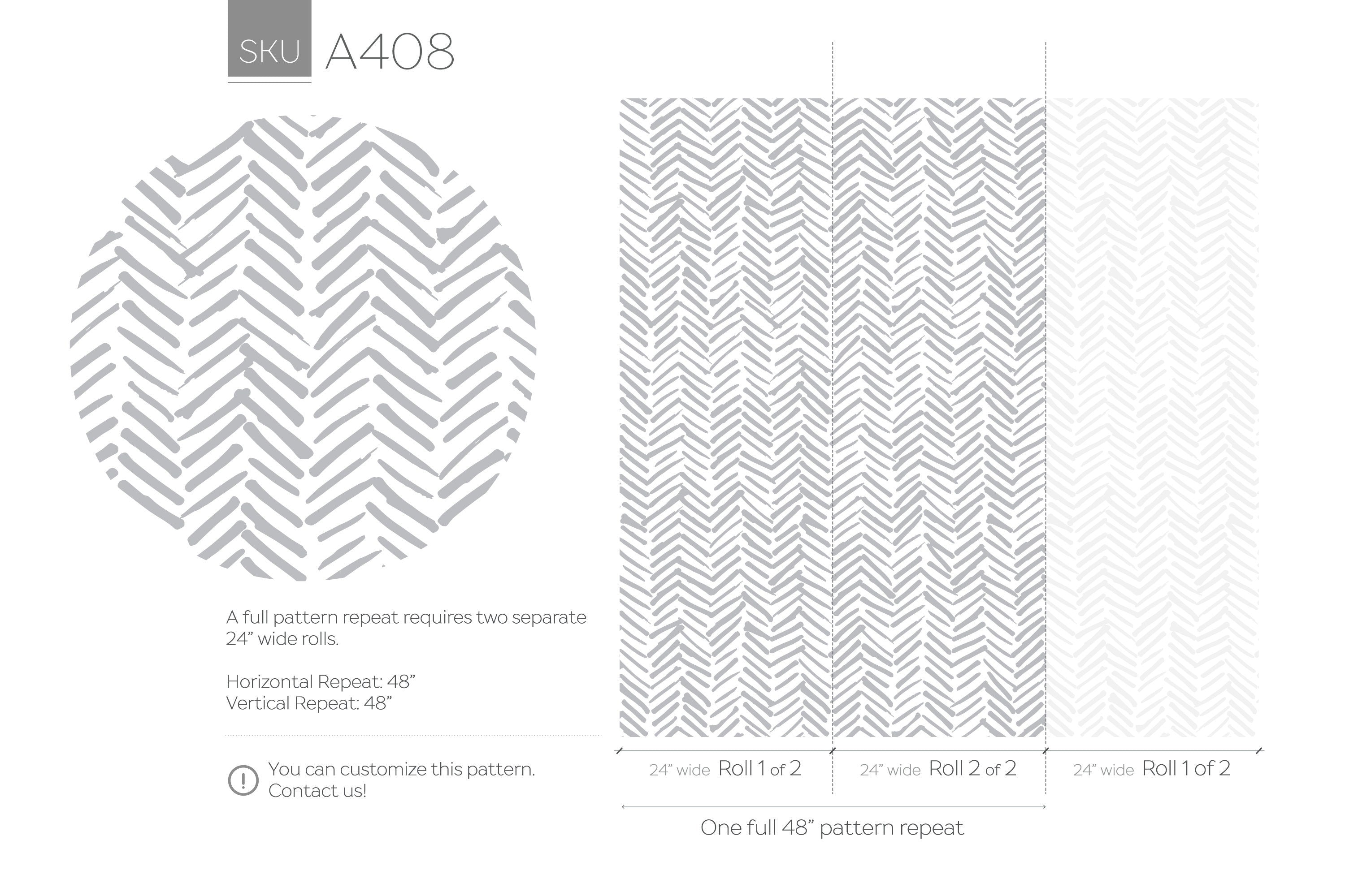 Herringbone Wallpaper With A Hand-drawn Motif In Grey - A408