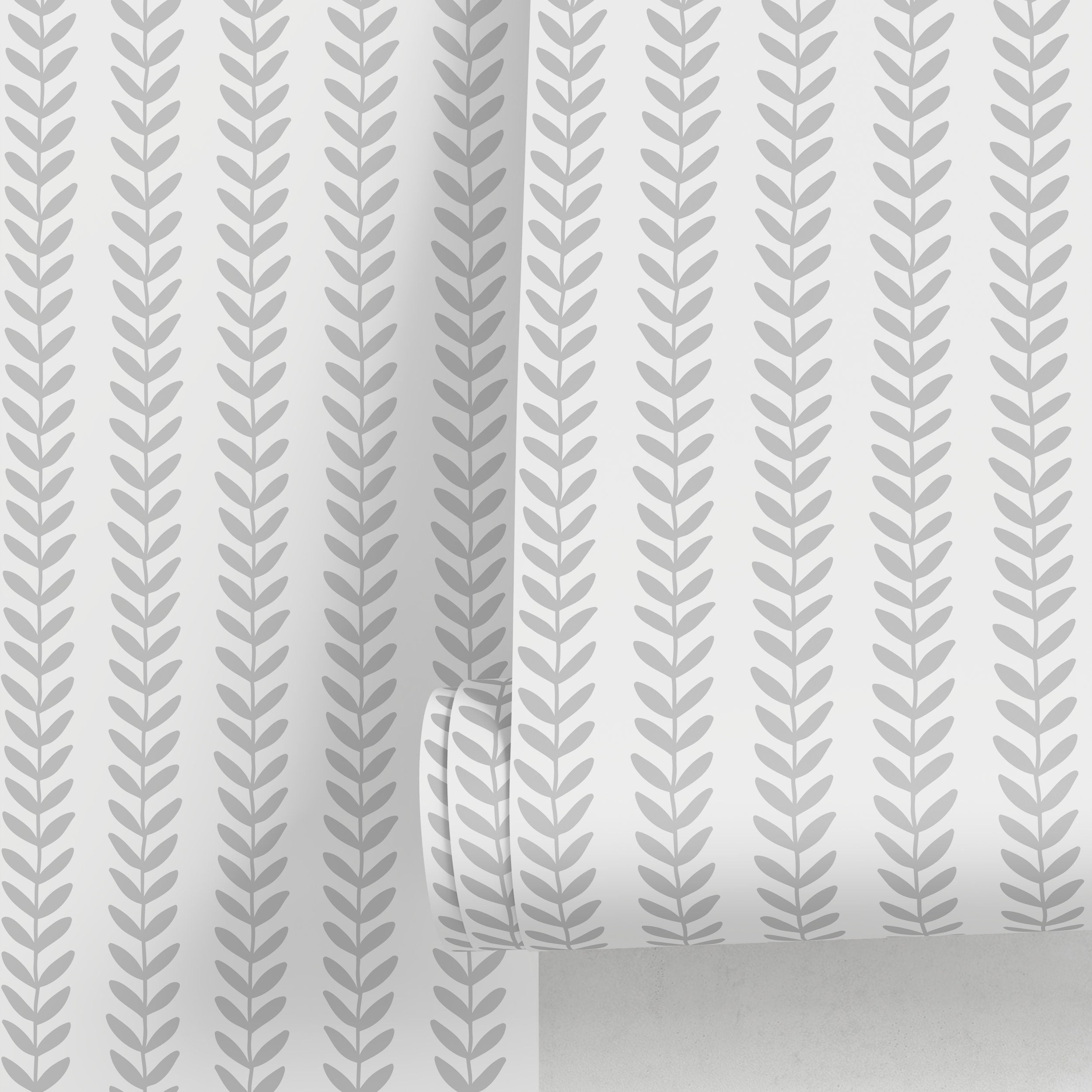 Scandinavian Wallpaper With A Minimalist Vine Stripe In Gray - A700