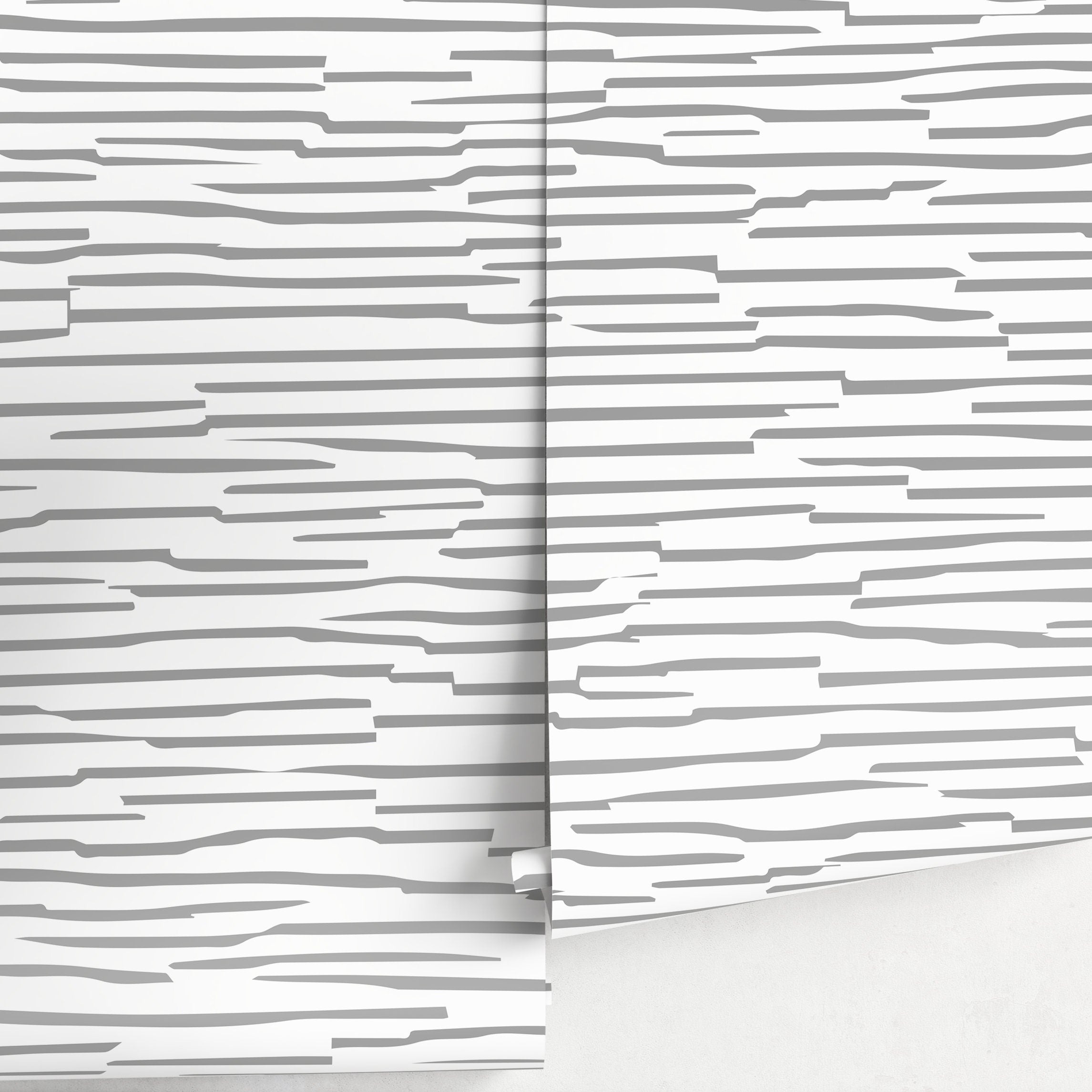 Abstract Wallpaper With Irregular Horizontal Lines In Gray - A009