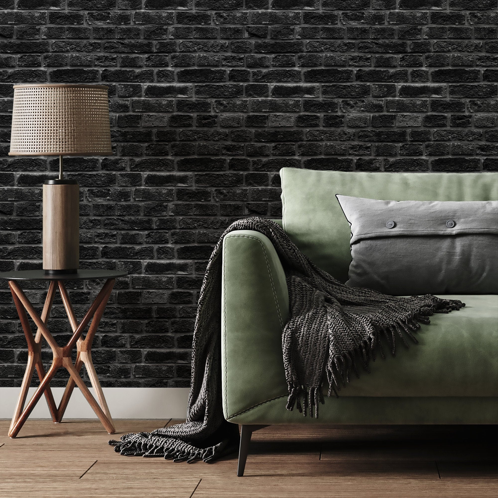 Brick Wallpaper With A Realistic Textured Look In Black And Gray - A532
