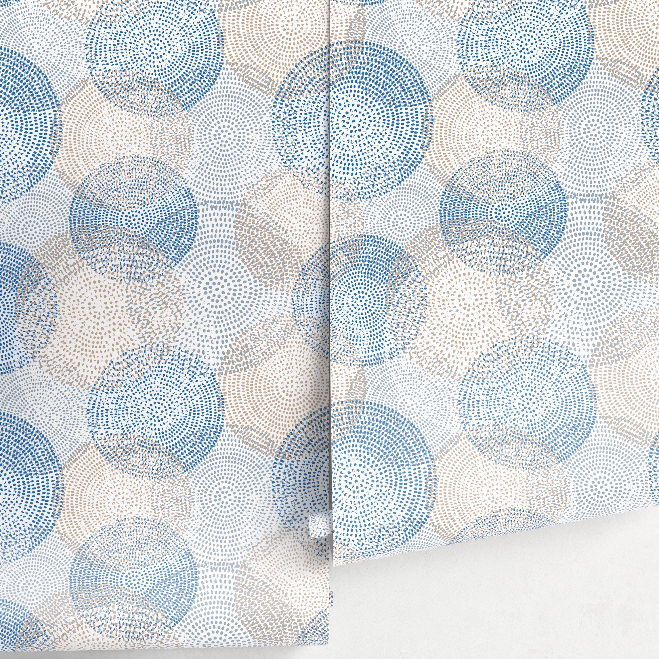 Abstract Wallpaper With A Dotted Circle Motif In Blue And Gray - A053