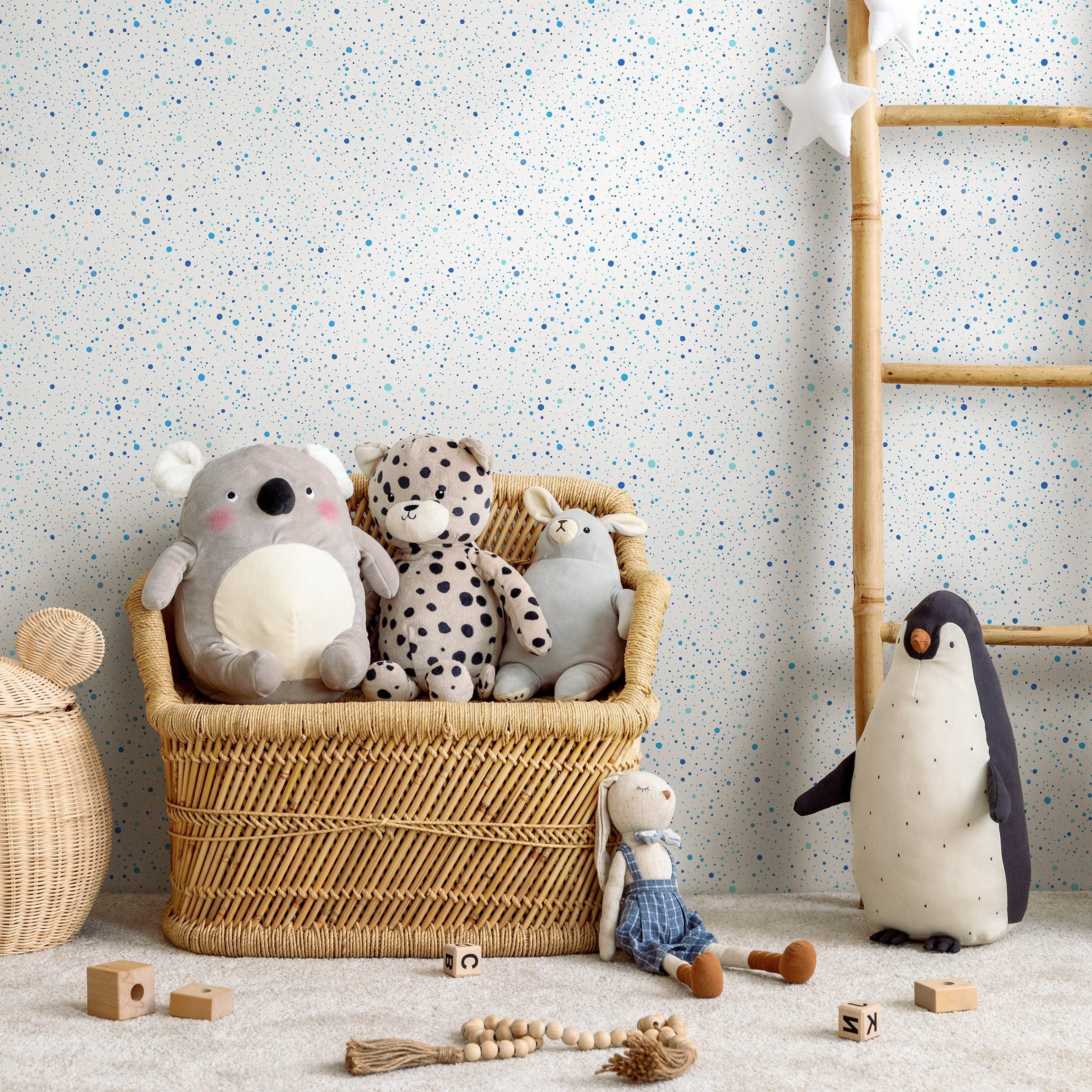 Abstract Wallpaper With A Splatter Dot Motif In Blue - A114