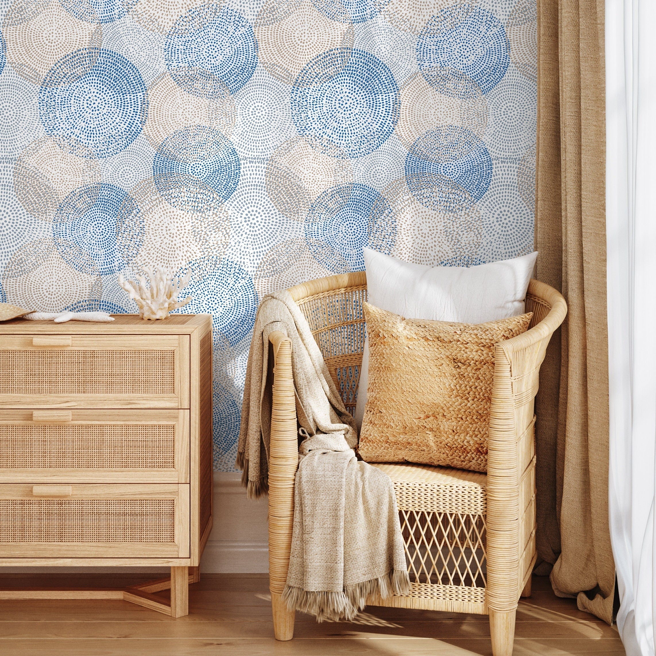 Abstract Wallpaper With A Dotted Circle Motif In Blue And Gray - A053