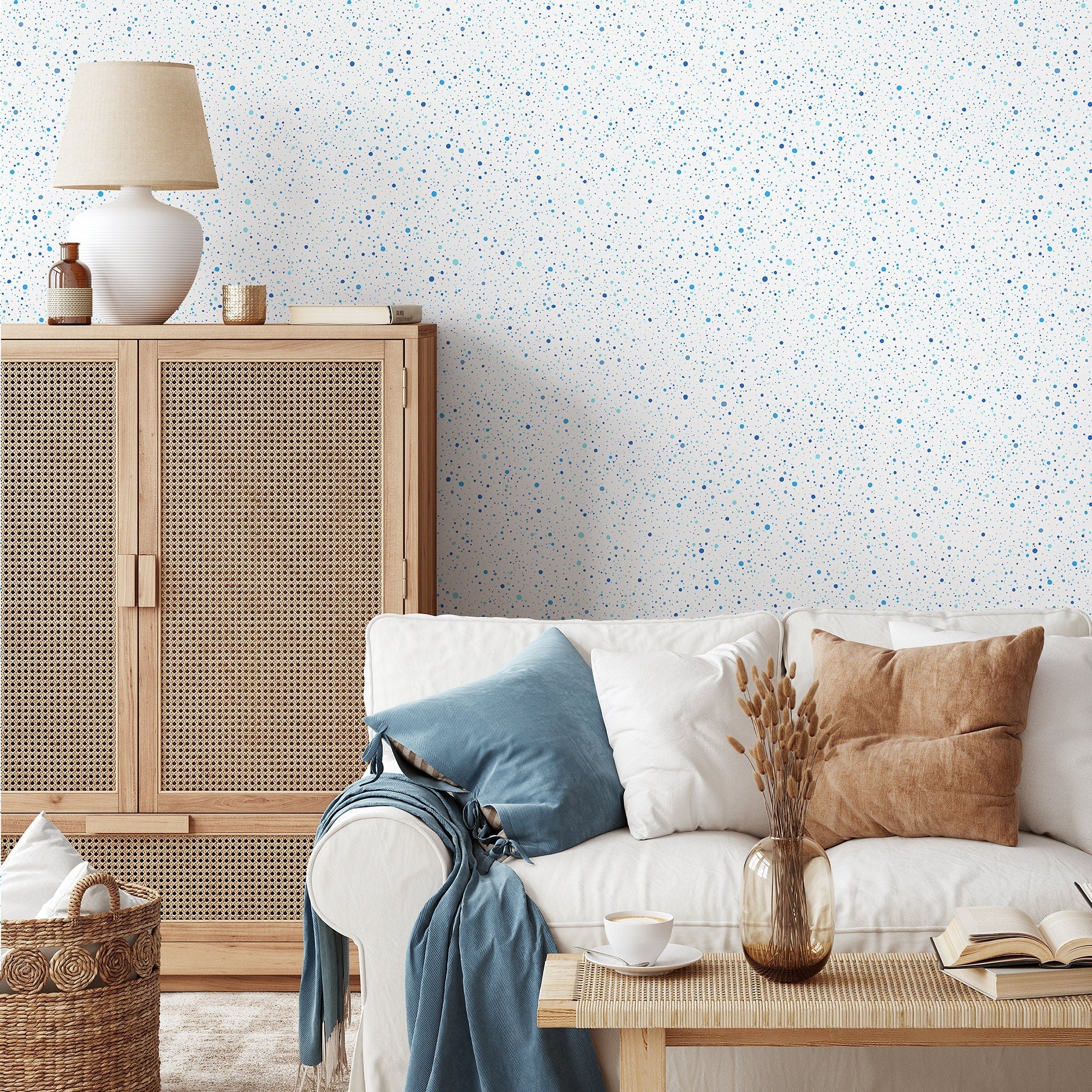 Abstract Wallpaper With A Splatter Dot Motif In Blue - A114