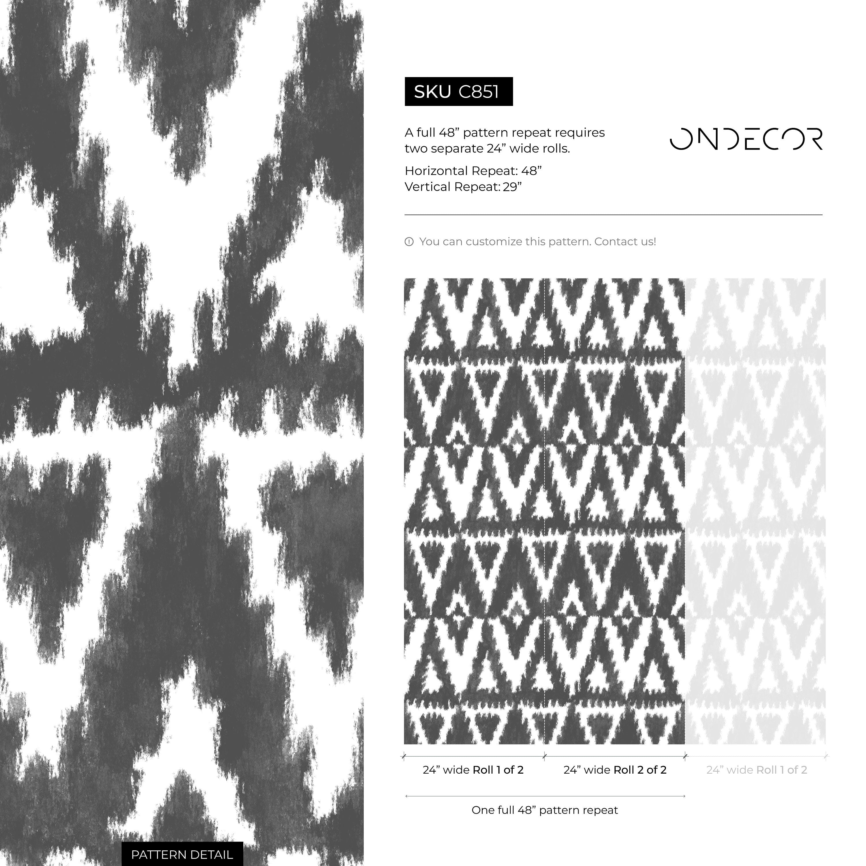Tribal Wallpaper With A Bold Ikat-inspired Motif In Black And White - C851