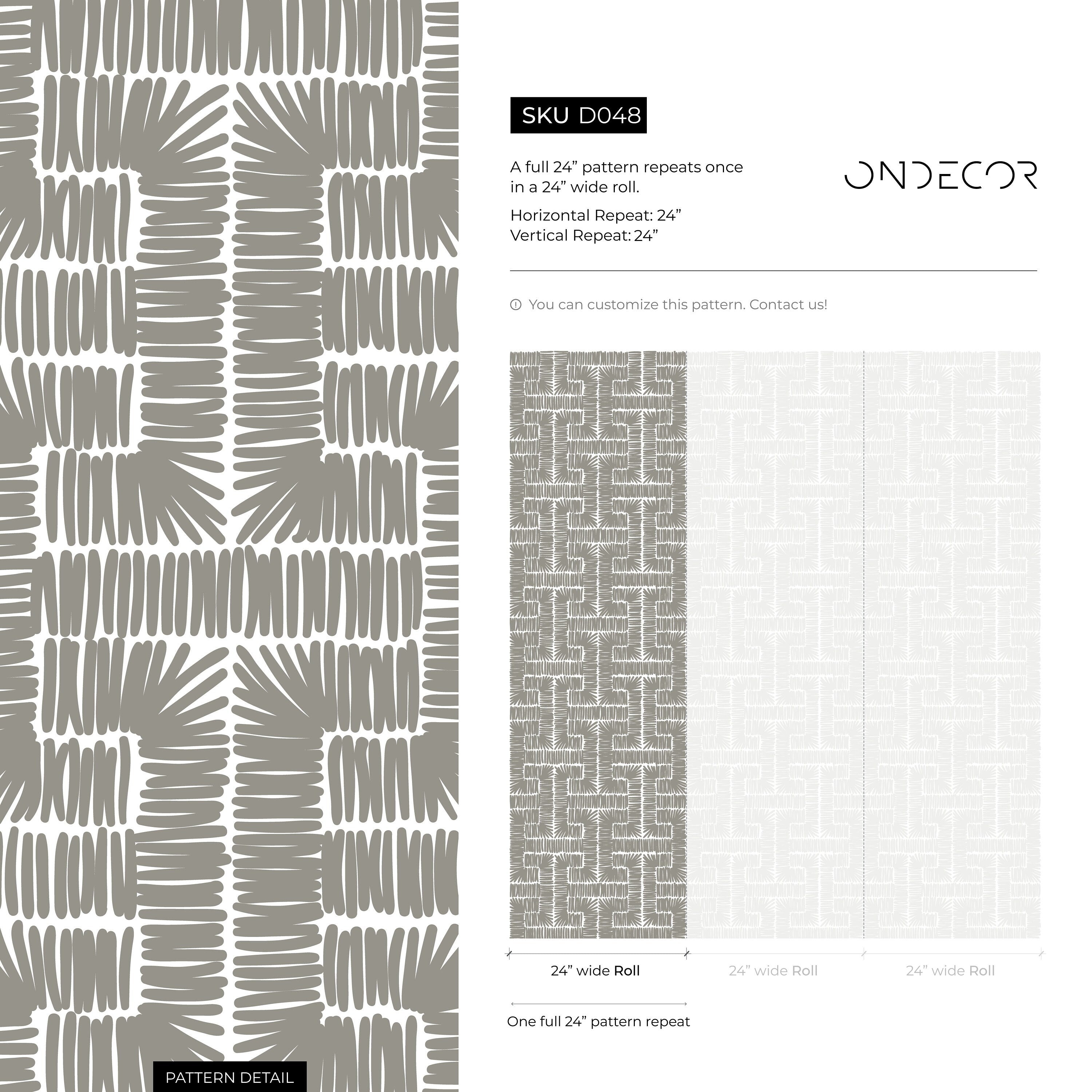 Geometric Wallpaper With A Hand-drawn Labyrinth Motif In Gray And White - D048