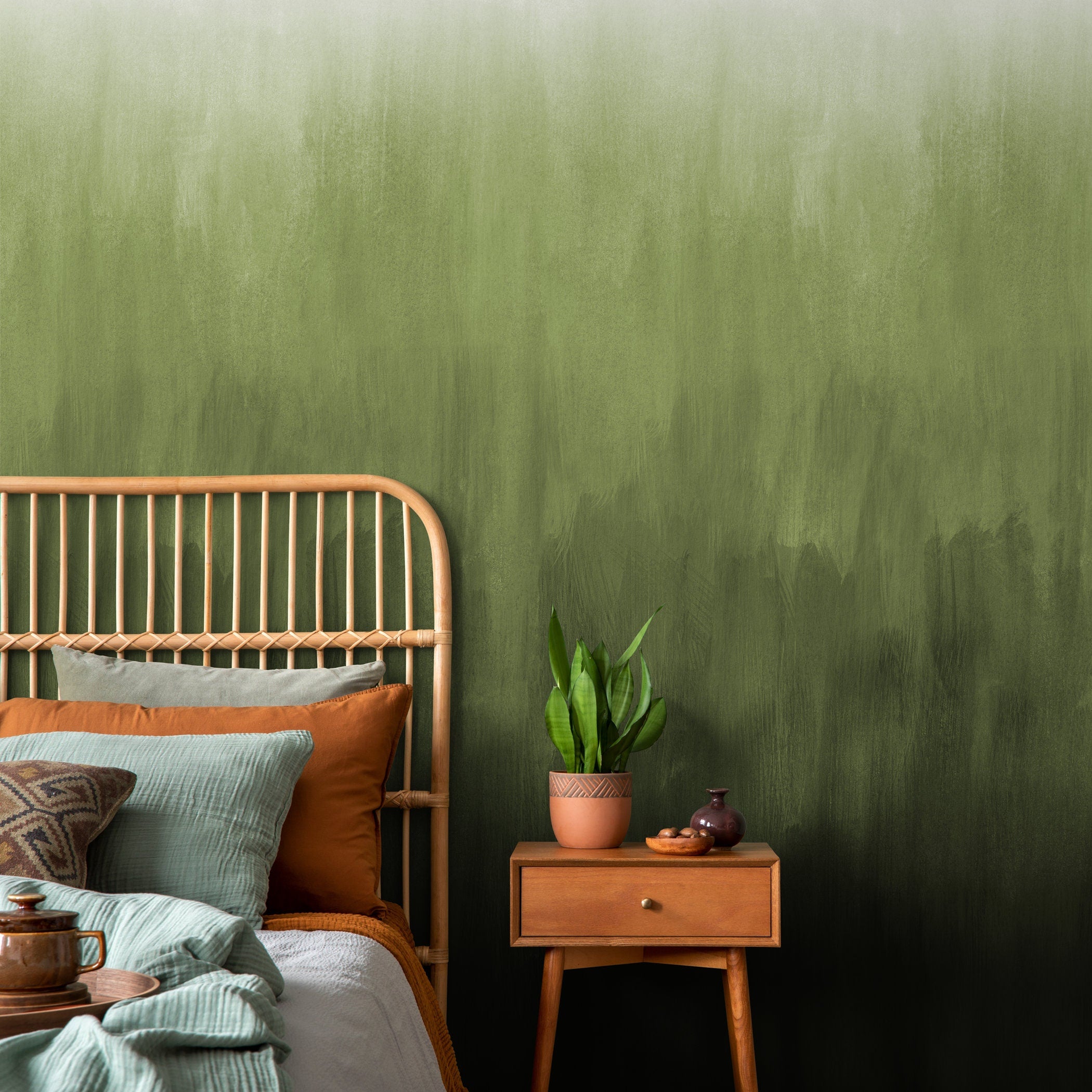 Abstract Wallpaper With An Ombre Effect In Green And Black - X160